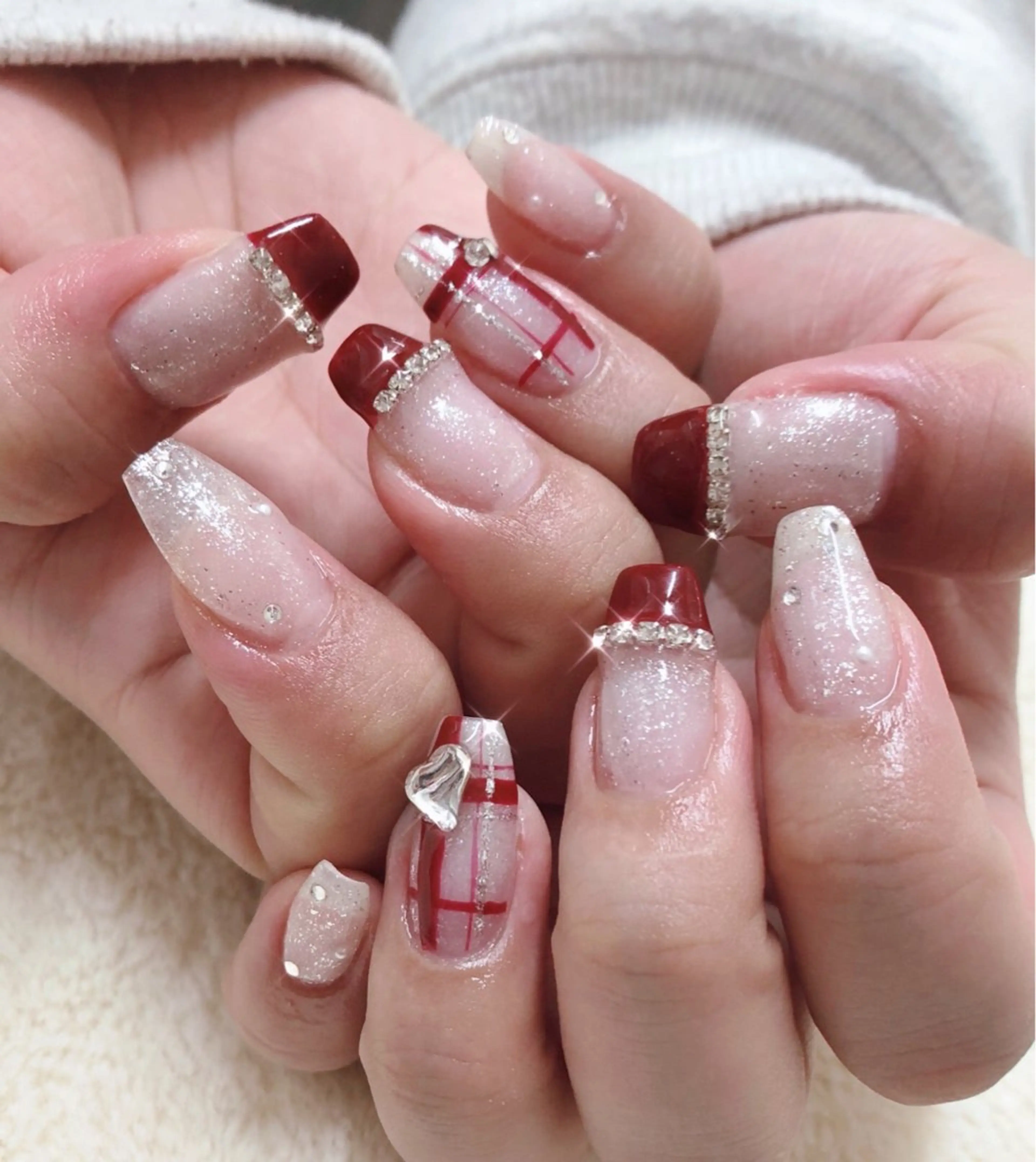 ネイル 成人式 フレンチネイル ジェルネイル ガラスフレンチ グラデーション 大門浜松町 ネイルのネイルデザイン