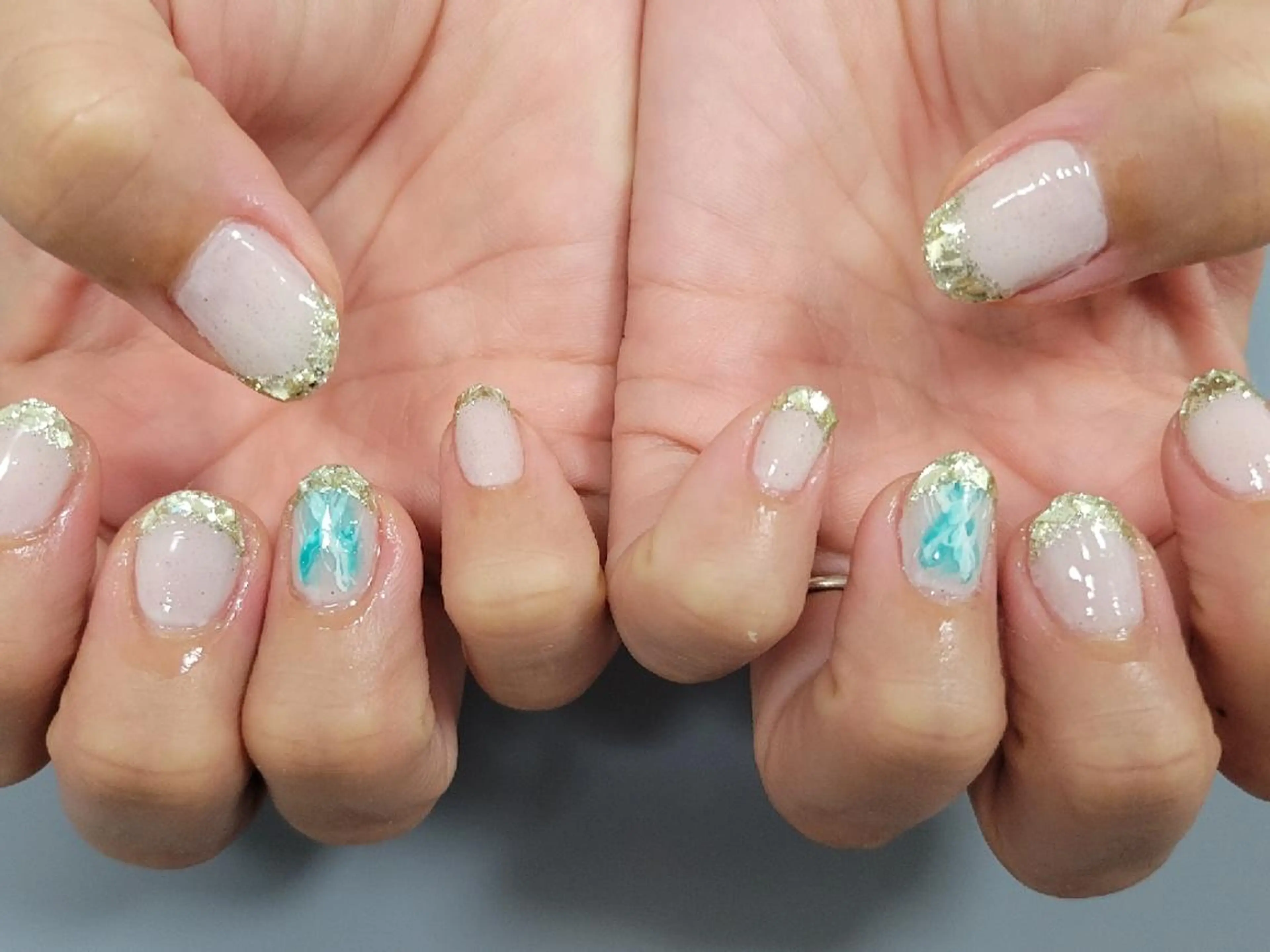 ネイル フットネイル フレンチネイル ガラスフレンチ nailsalon petitemodeのネイルデザイン