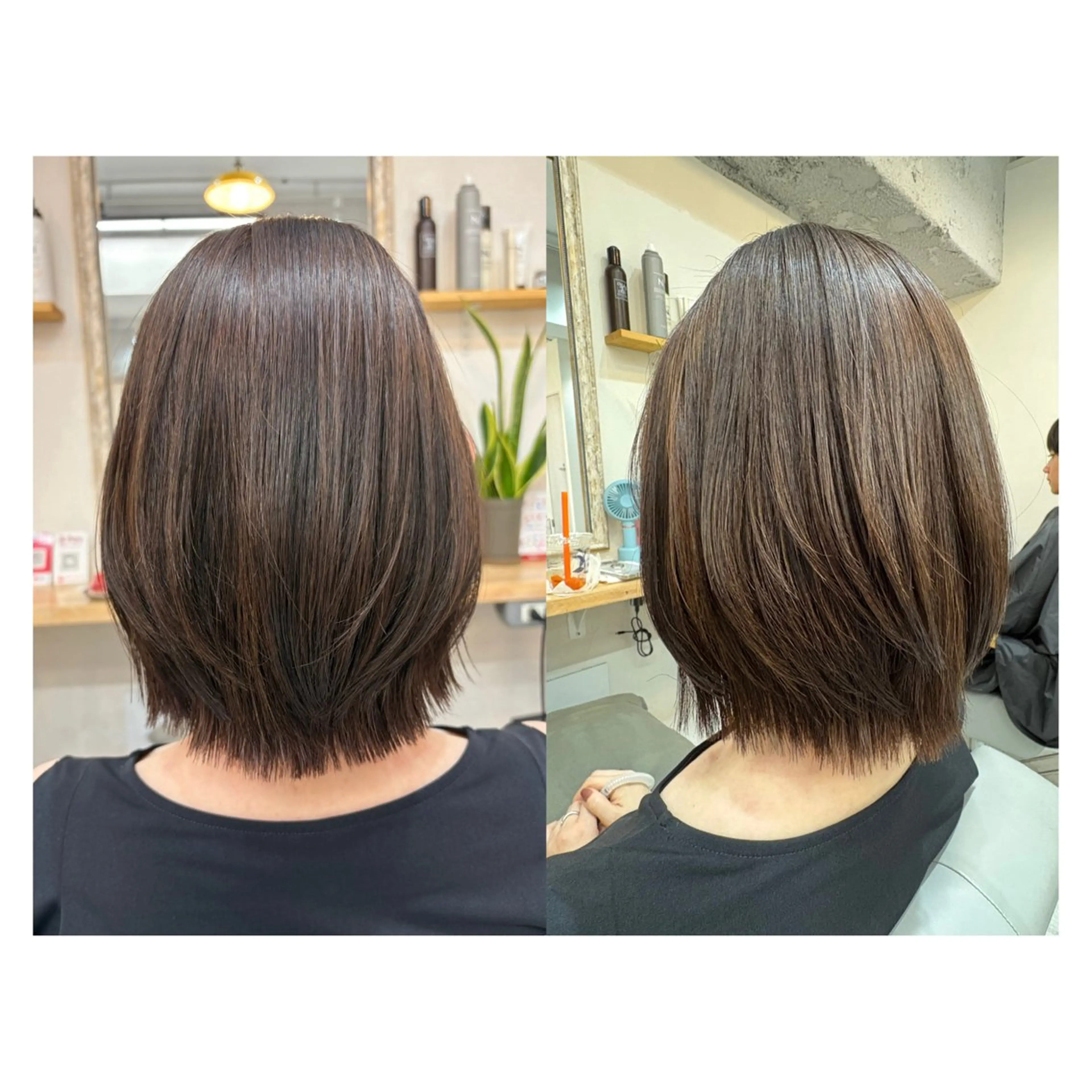 ミディアム ボブ くびれヘア 縮毛矯正 レイヤーカット・ 縮毛矯正 星野のヘアスタイル