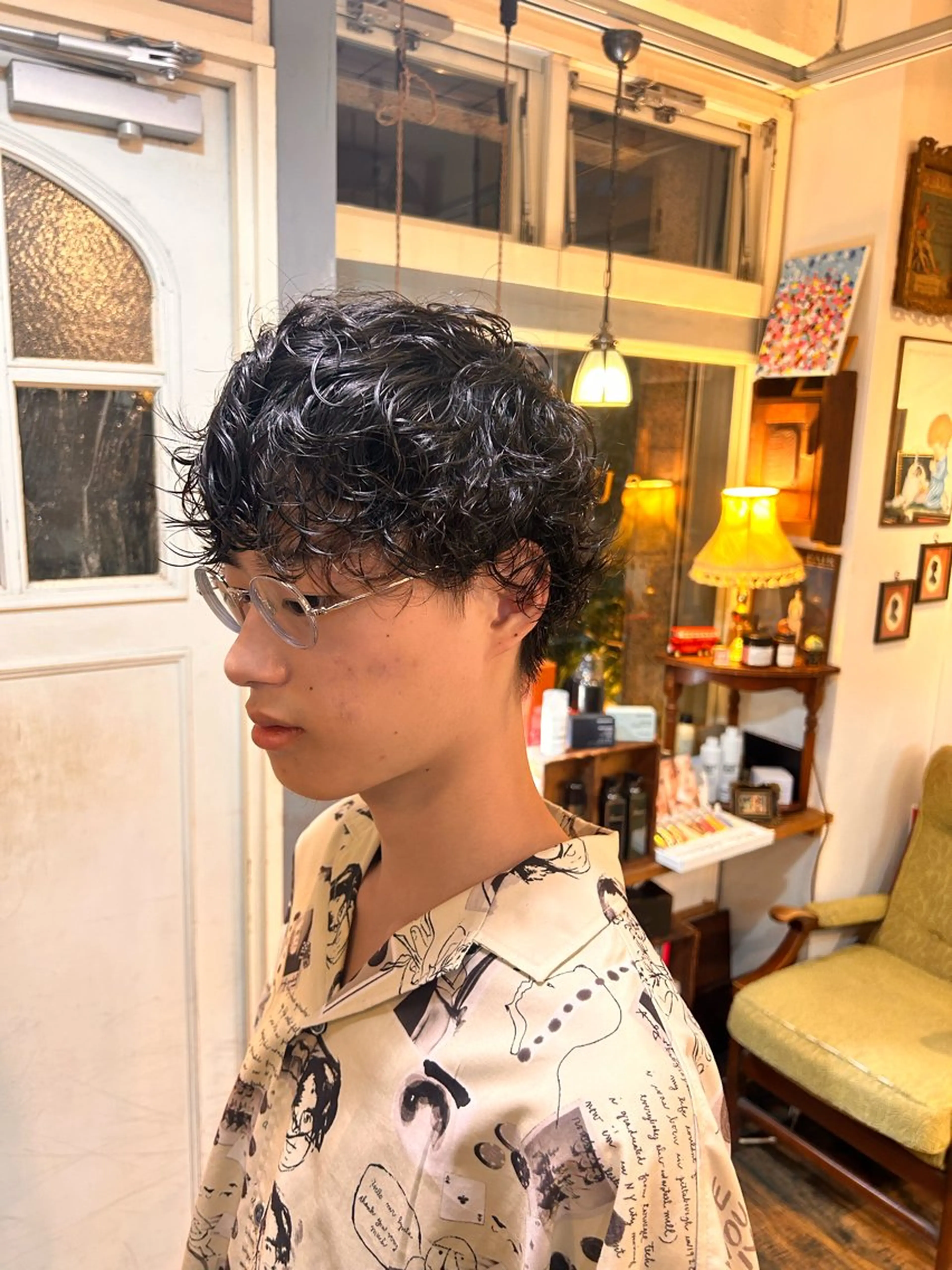 ショート パーマ メンズ カット パーマ 清水千優/パーマ/透 明感カラー/メンズのヘアスタイル