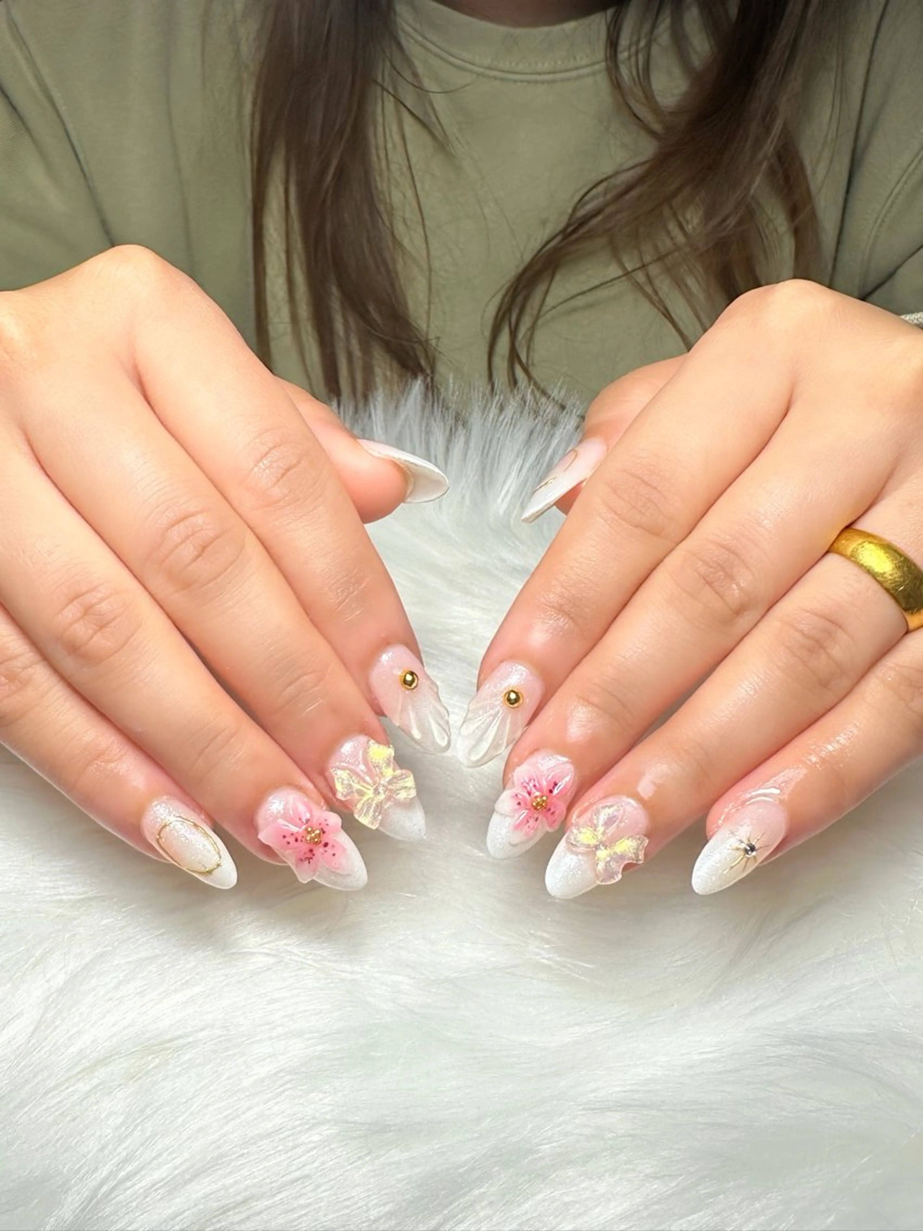 ネイル アートネイル オーロラネイル チークネイル 長さ出し フットネイル Chan nailsのネイルデザイン