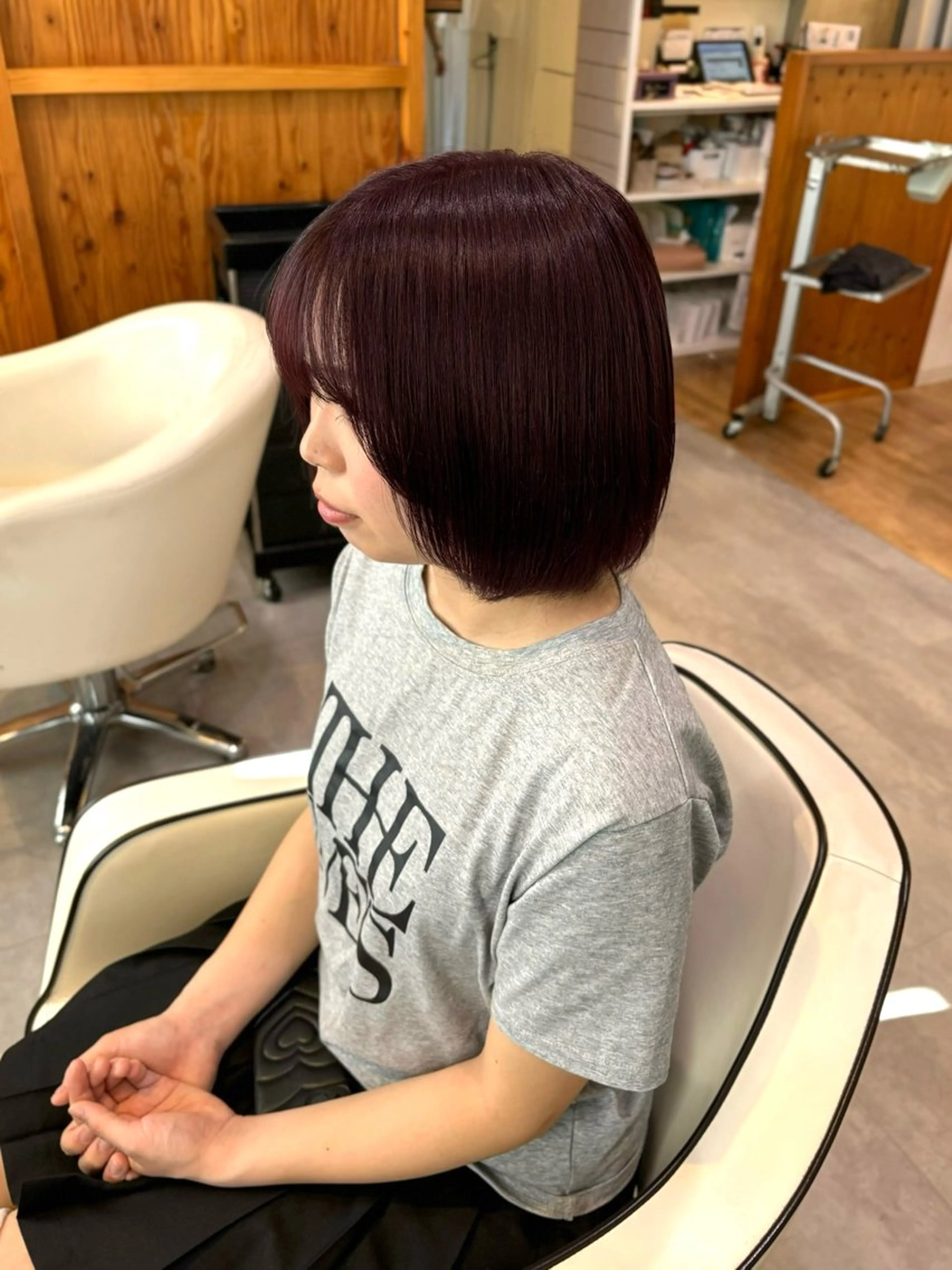 ショート カラー ヘアアレンジ レッドカラー ヘアカラー 女性専用サロンiiro【イロ】所属・【韓国ヘア/透明感 カラー】makotoのヘアスタイル