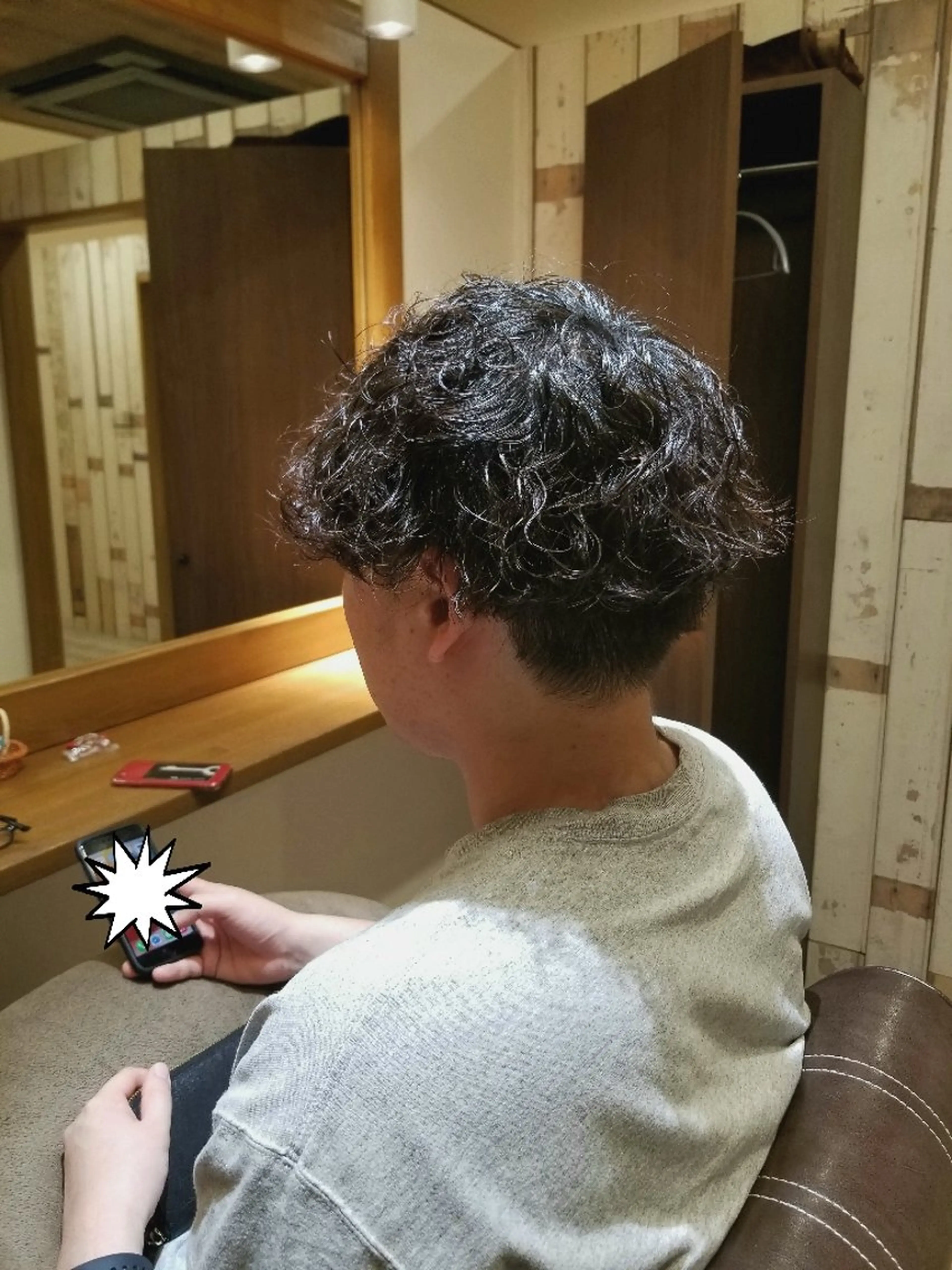 メンズ ショート パーマ マッシュ メンズパーマ 波巻きパーマ カット パーマ 松江  幸世のヘアスタイル