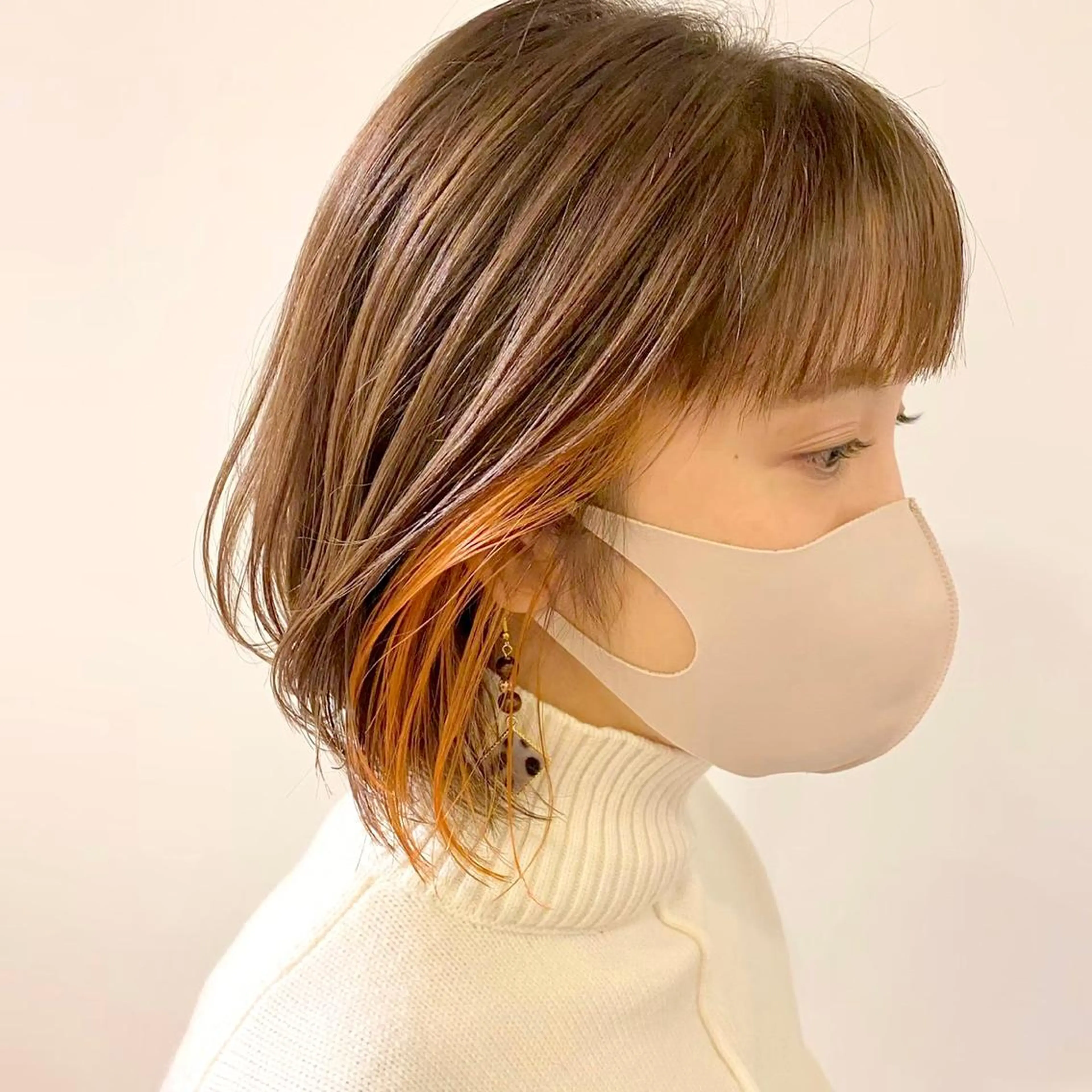 ミディアム カラー インナーカラー カット ヘアカラー トリートメント 園 冬稀のヘアスタイル