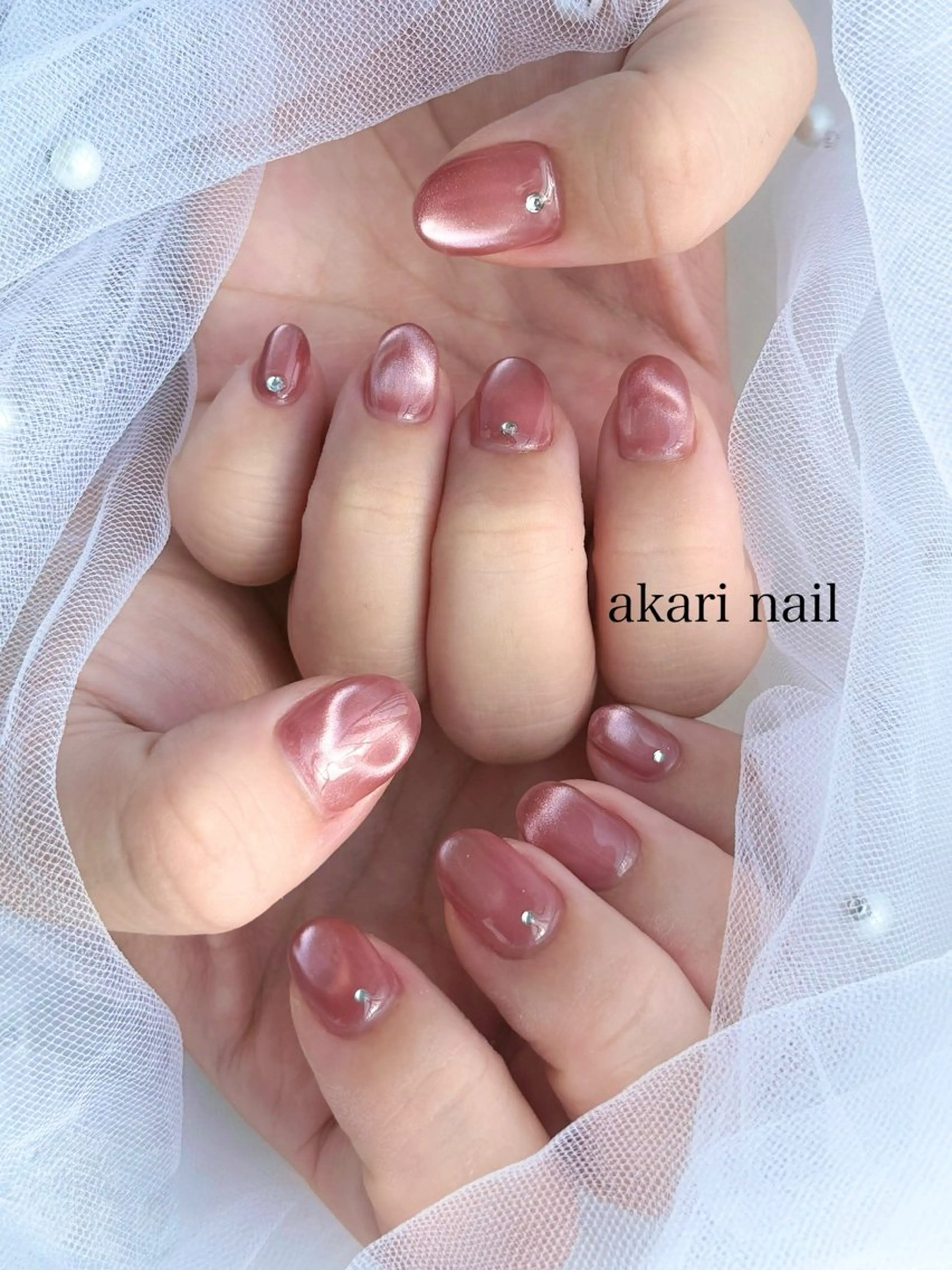 ネイル ハート マグネットネイル ワンカラーネイル ハンドネイル フットネイル AKARI nail💅のネイルデザイン