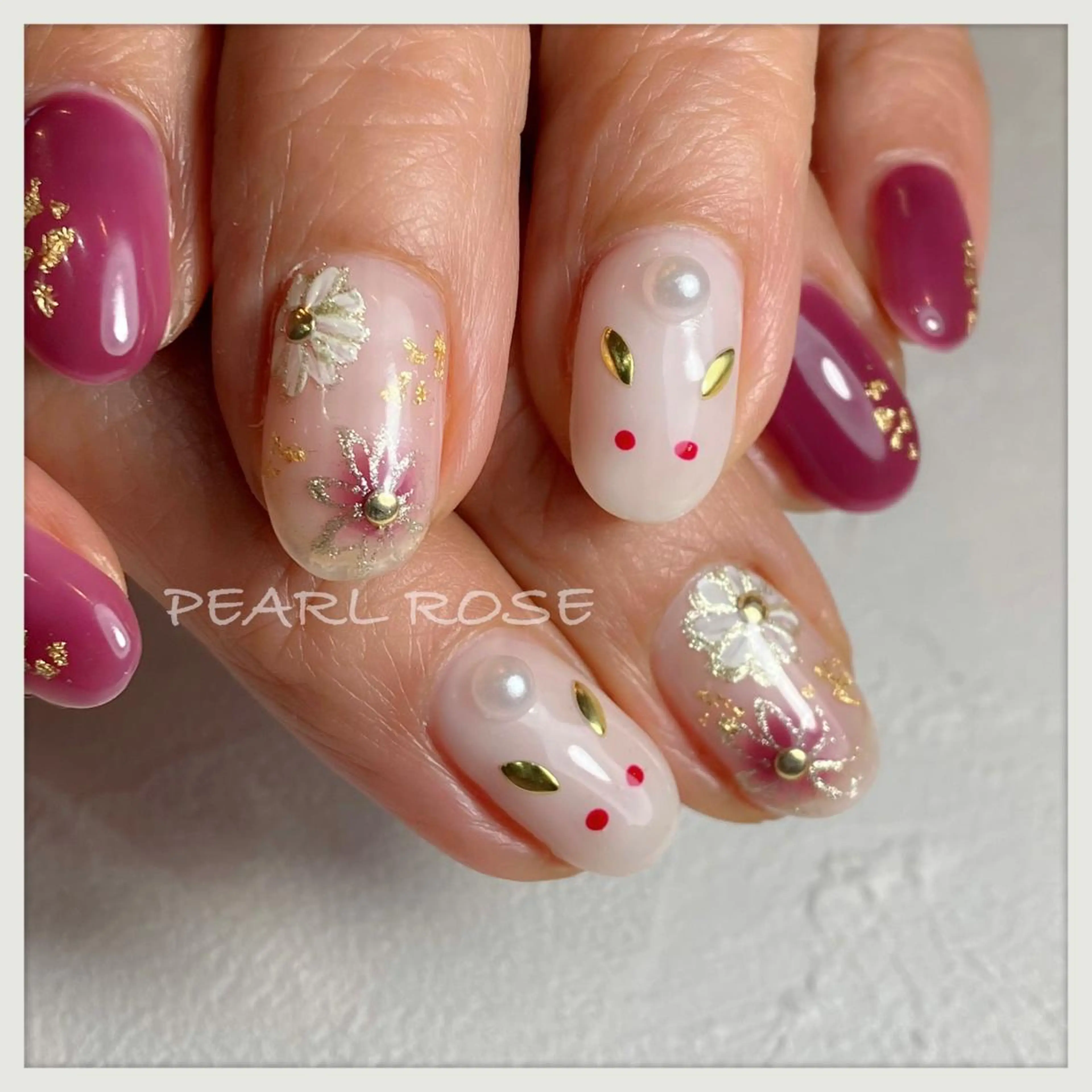 ネイル ハンドネイル Beauty salon Ryu・ange所属・PEARL ROSE パールローズのネイルデザイン