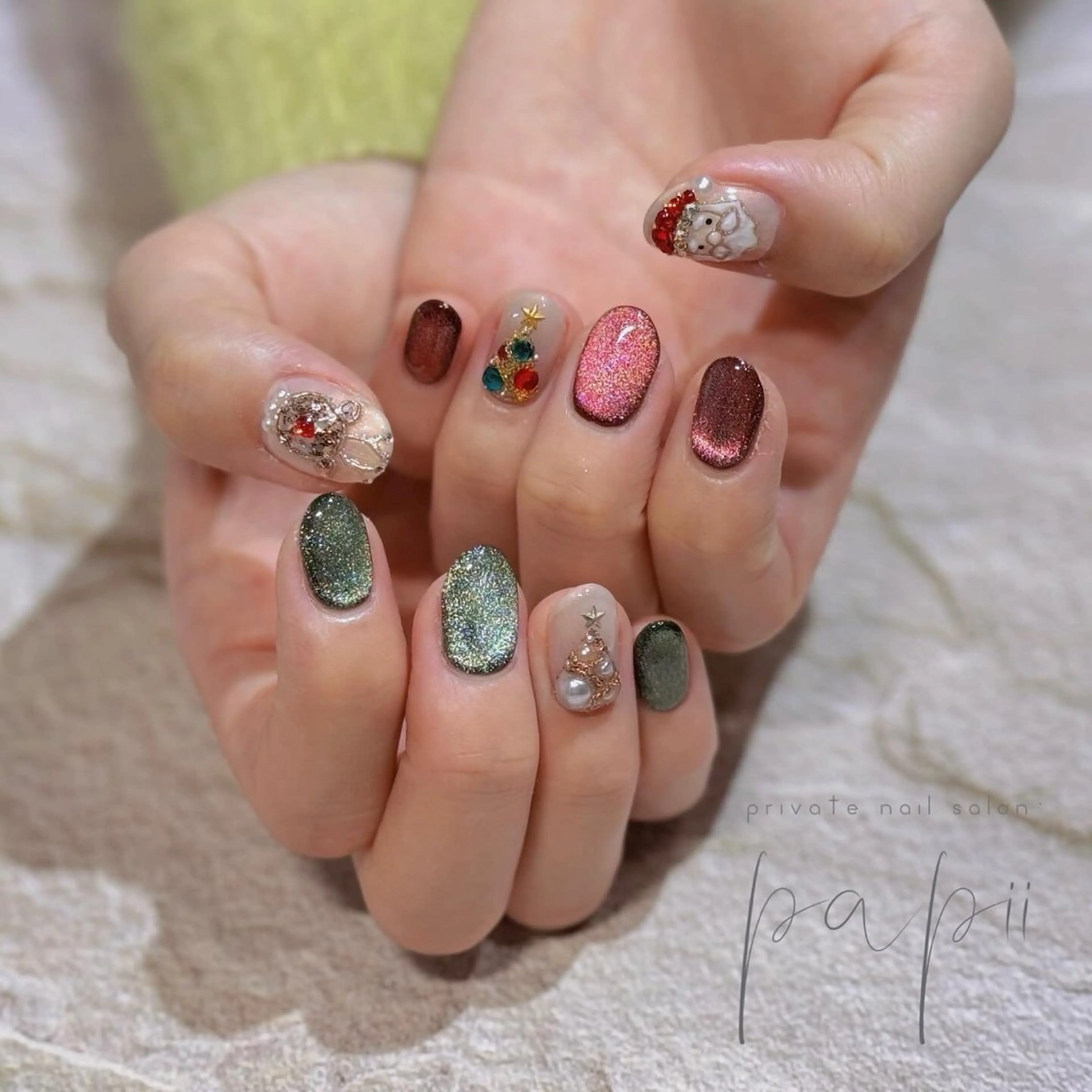 ネイル アートネイル 冬ネイル クリスマス private nail salon papii所属・papii☆ kurodaのネイルデザイン