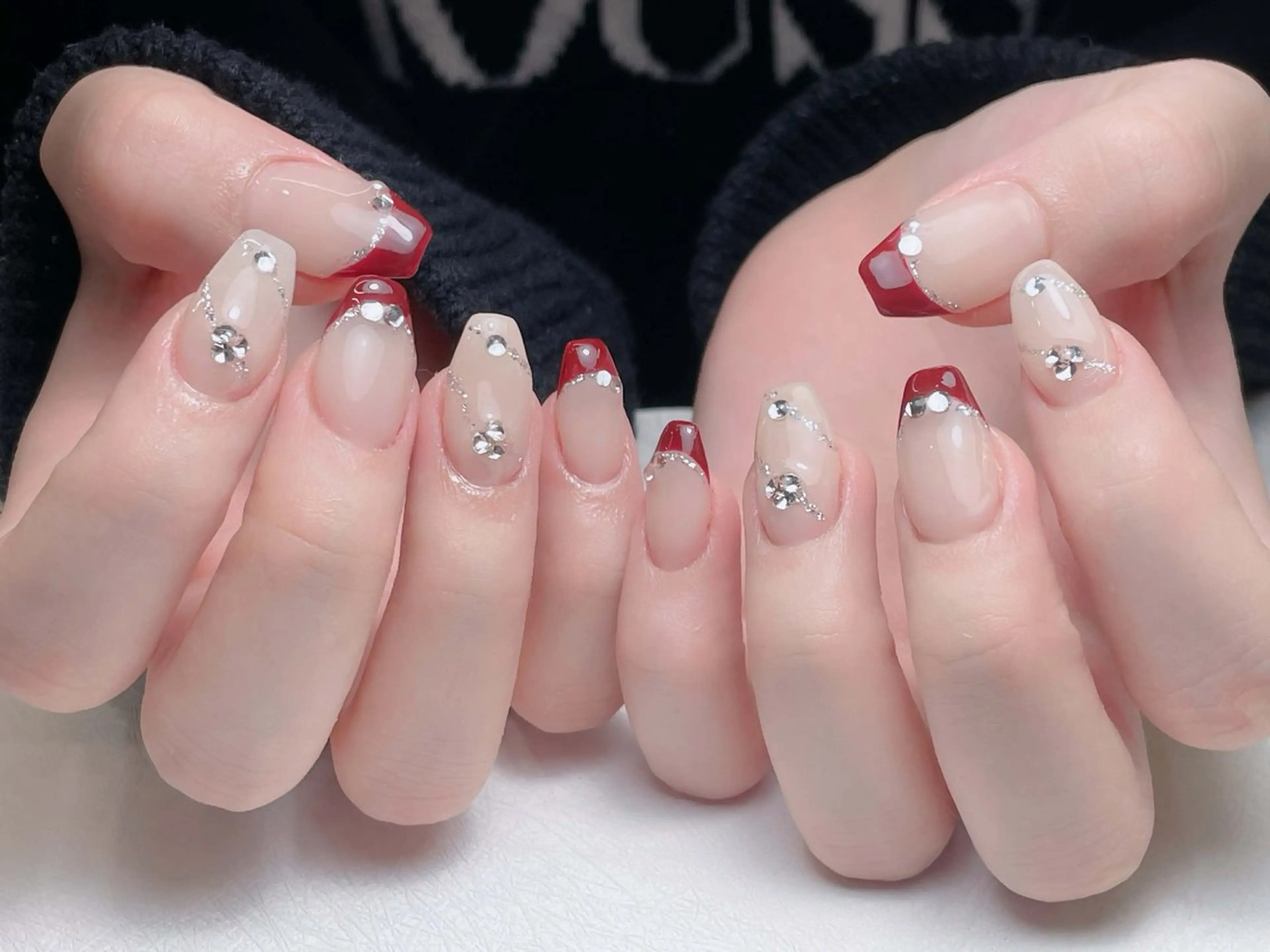 ネイル アートネイル 長さ出し フレンチネイル ジェルネイル ガーリー ハンドネイル 中野駅から2分 MEO NAILのネイルデザイン