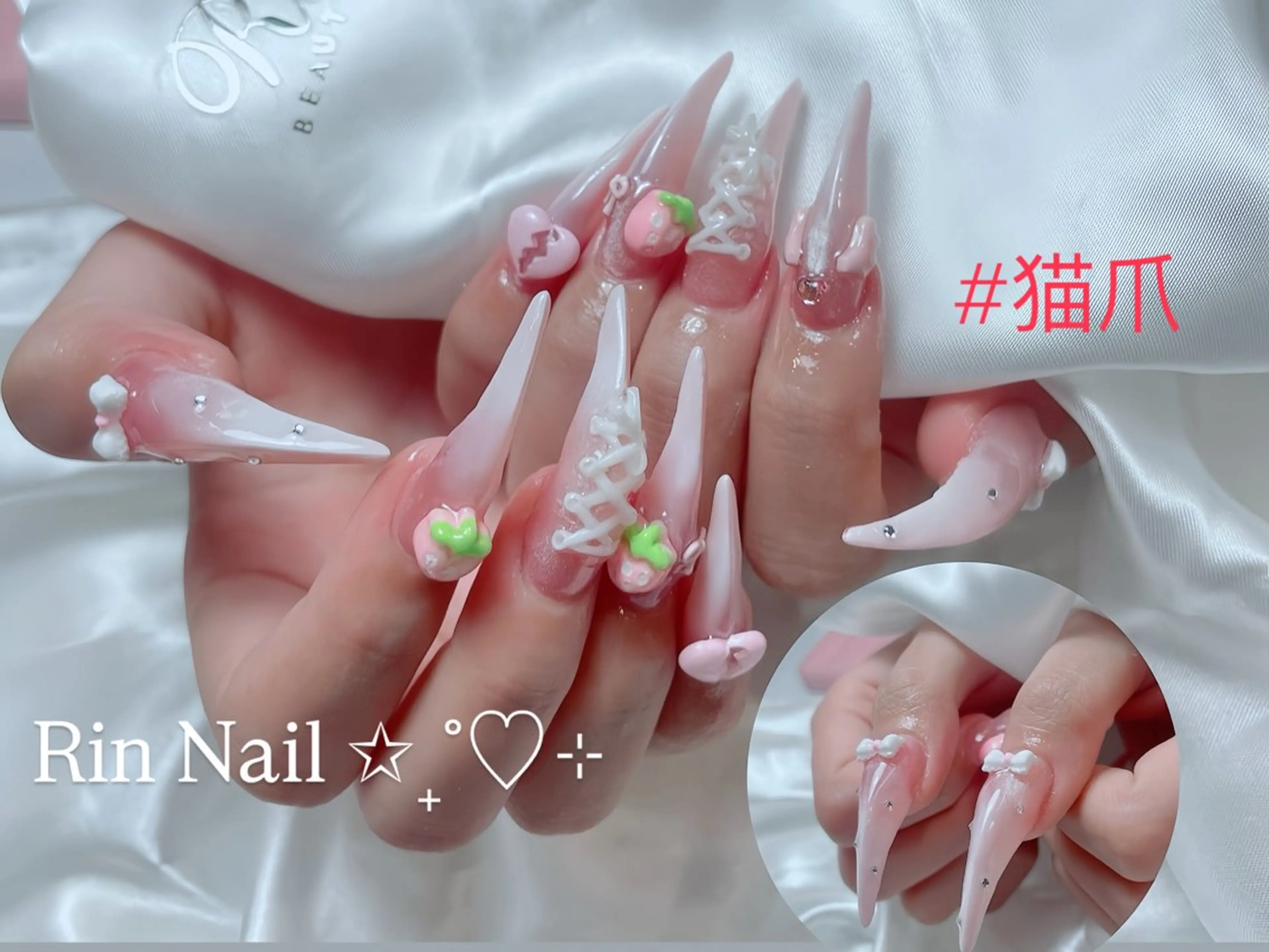 ネイル アートネイル 成人式 ジェルネイル ニュアンスネイル 夏ネイル ハンドネイル Rin Nail 新大久保店のネイルデザイン