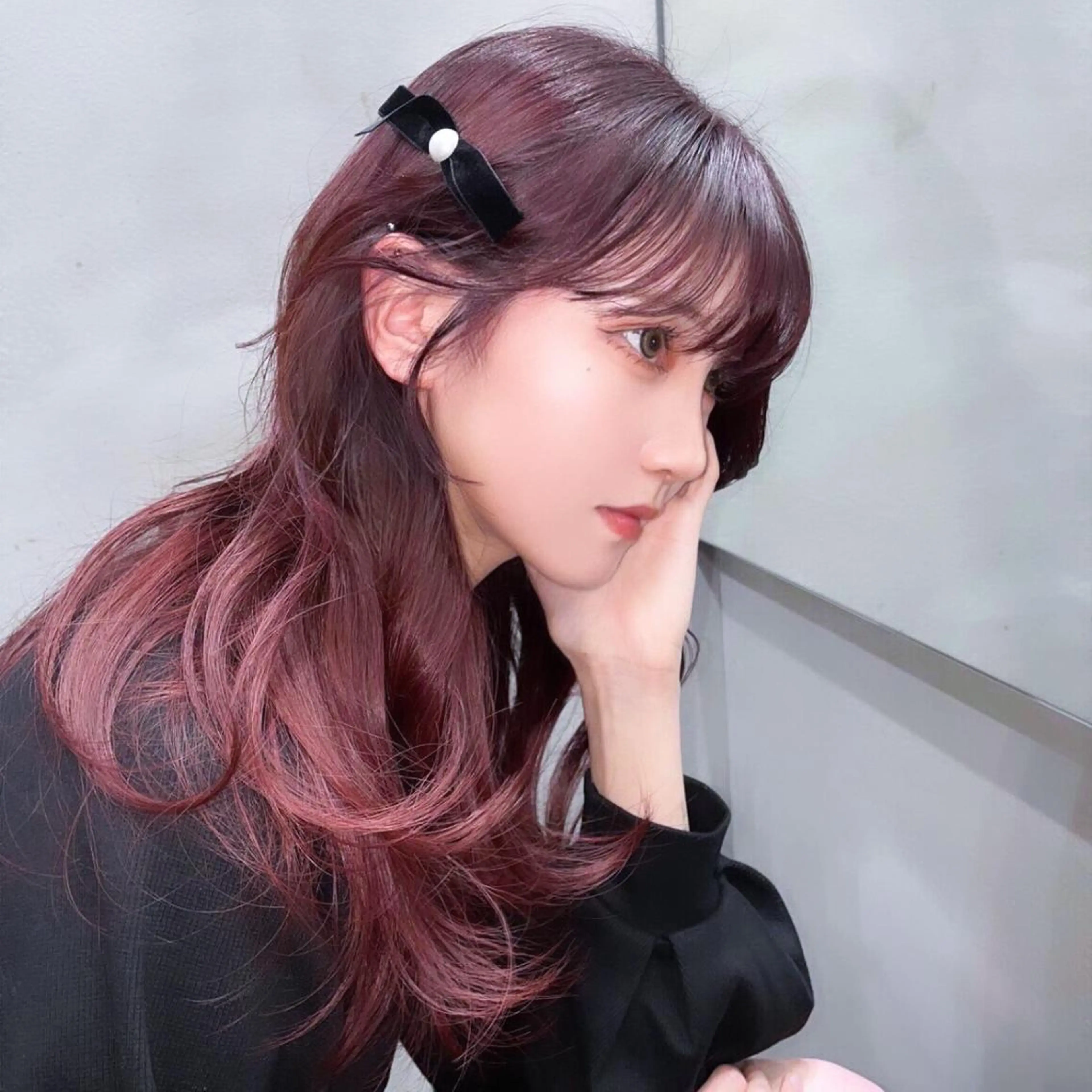 暖色系カラー専用🍓🍒ラベンダー/ピンク/レッド カラー➕韓国ヘアカット➕トリートメント ワインレッド、ピンクベージュの写真