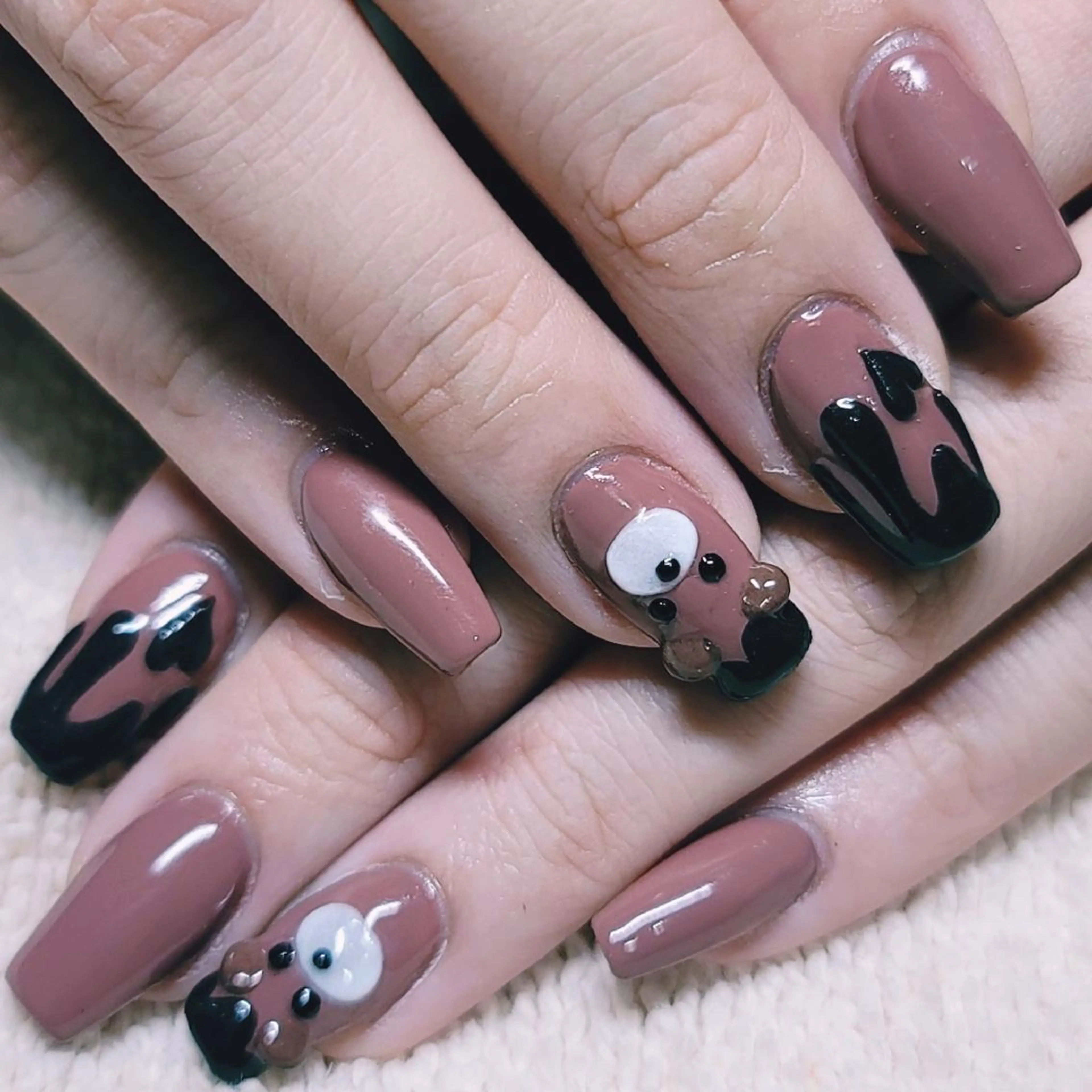 ネイル アートネイル ブラウン ワンカラーネイル バレンタイン ハンドネイル よしだ ひろきのネイルデザイン