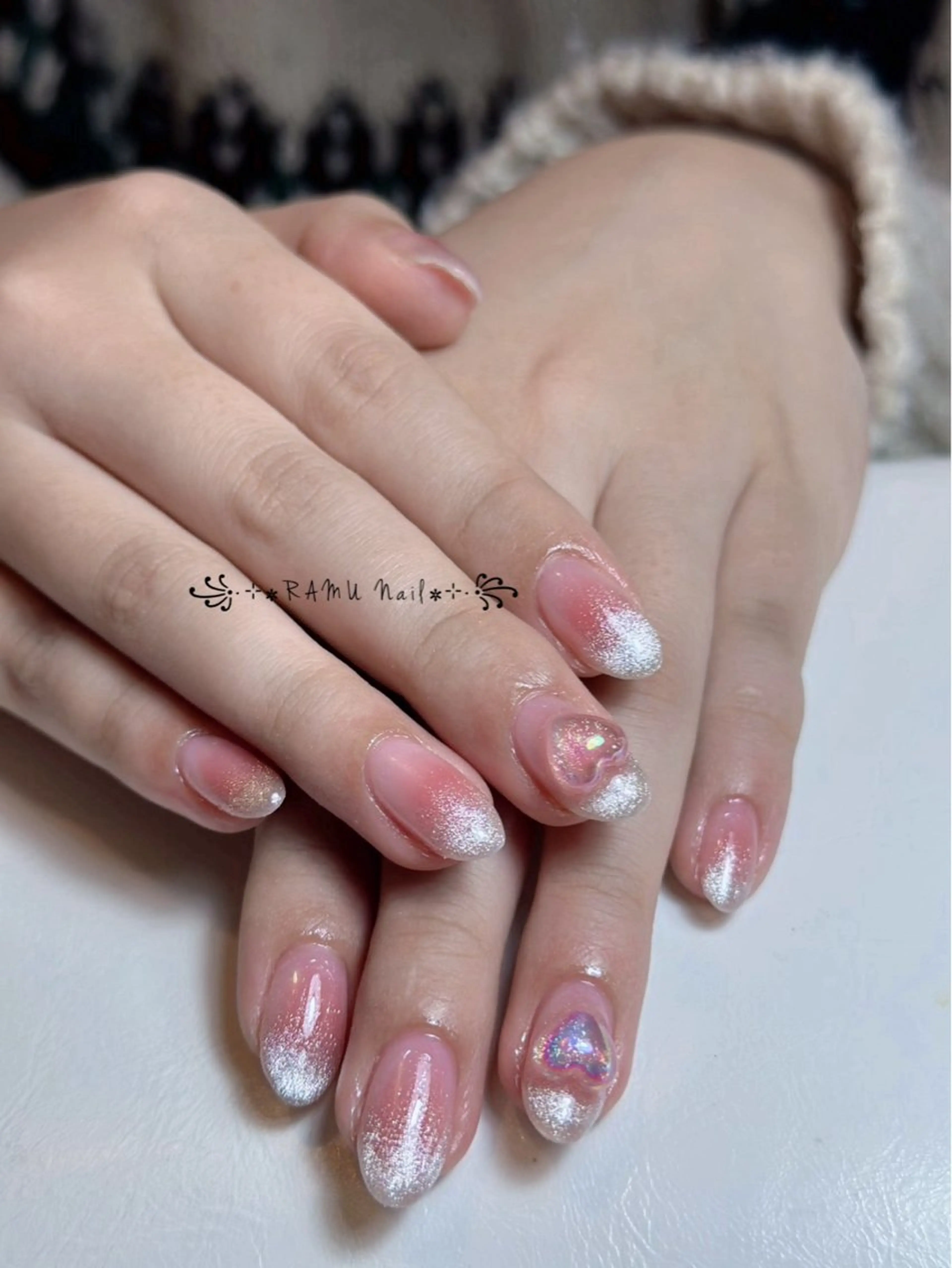 ネイル チークネイル フレンチネイル グラデーション キラキラネイル 韓国ネイル RAMU Nail 恵比寿店のネイルデザイン