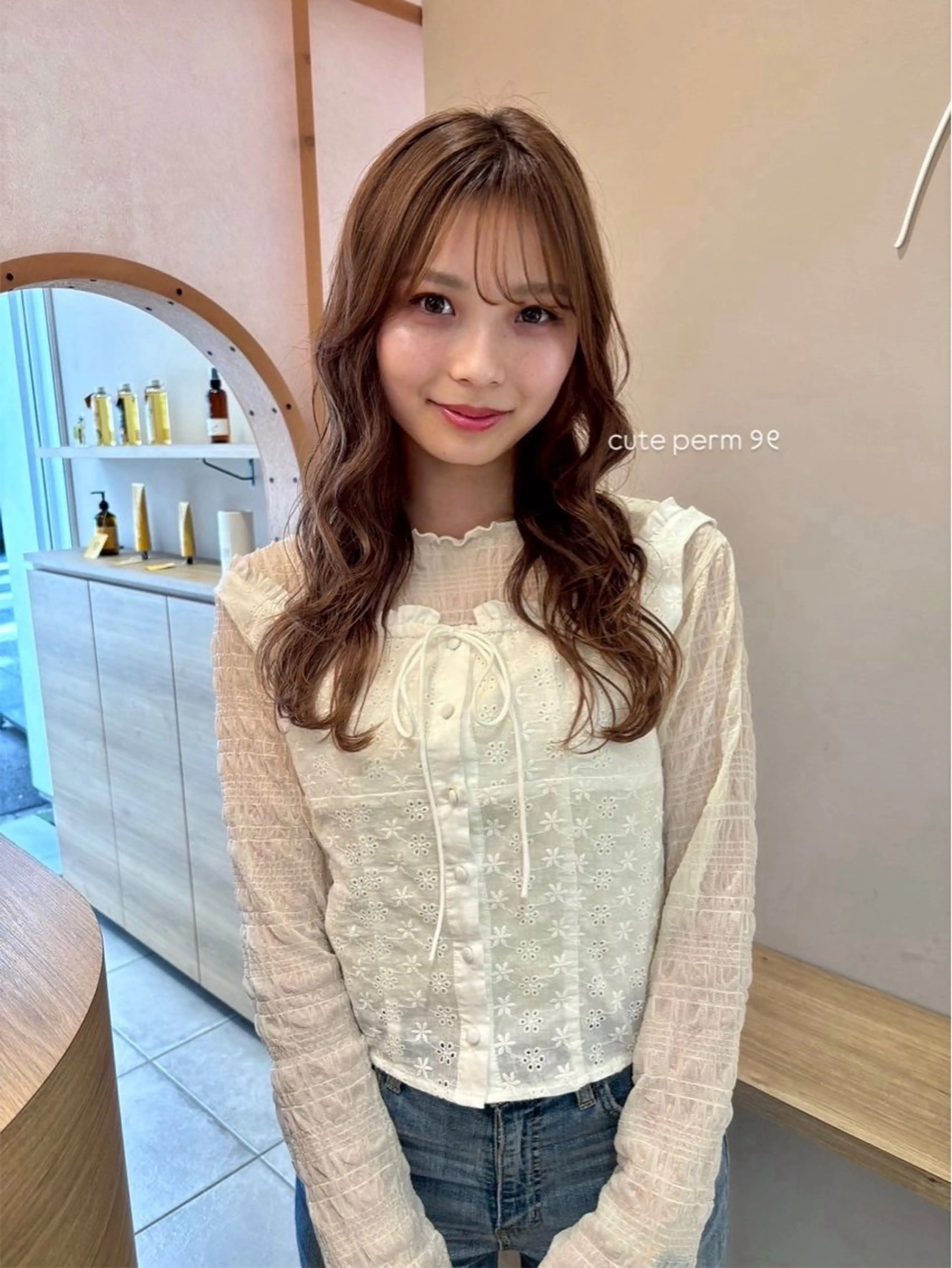 ミディアム カラー カット ヘアカラー トリートメント 谷川 優奈のヘアスタイル