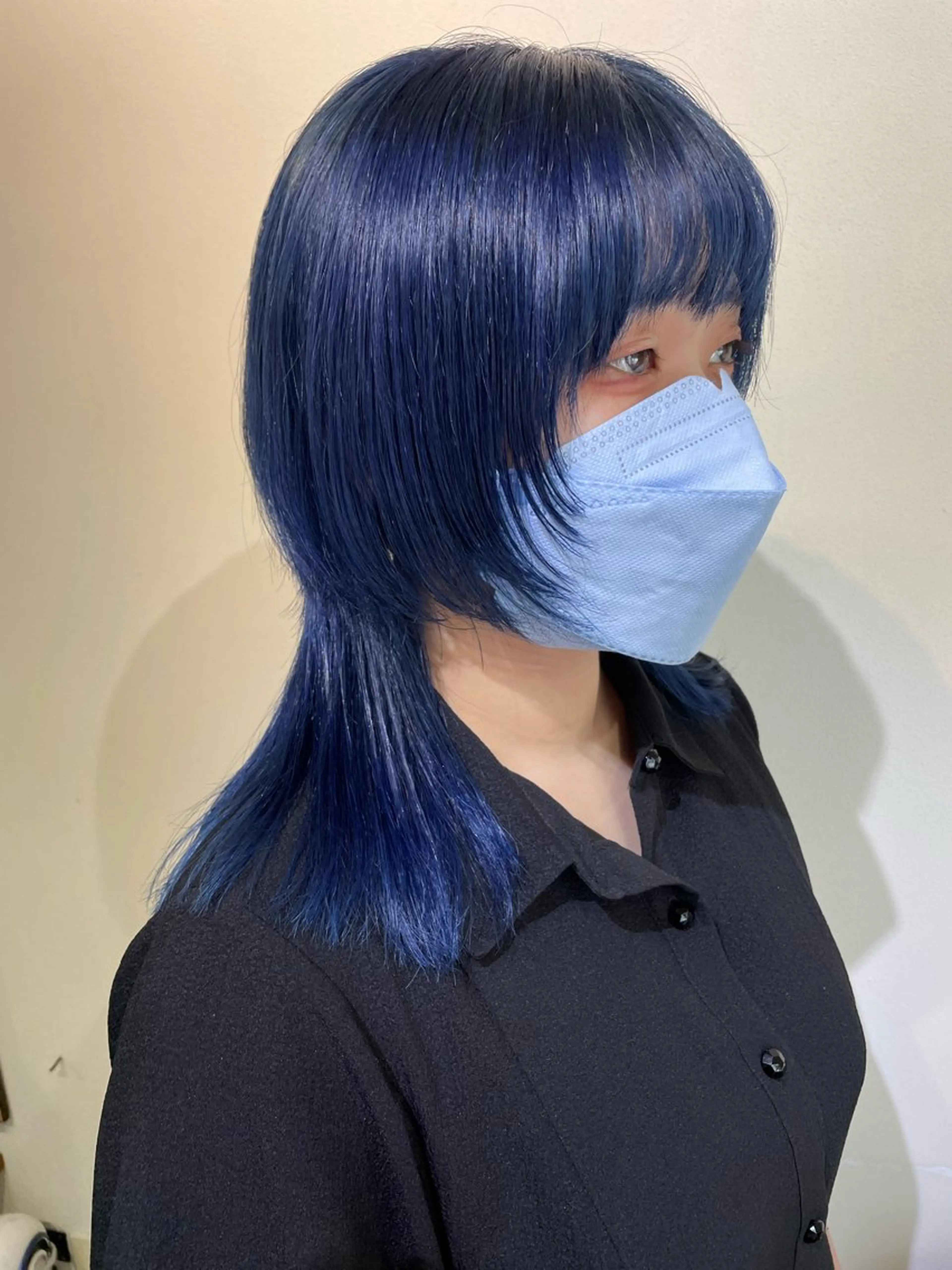 ミディアム カラー ブルーカラー ネイビーカラー トリートメント メンズパーマ✨️村越 雄斗のヘアスタイル