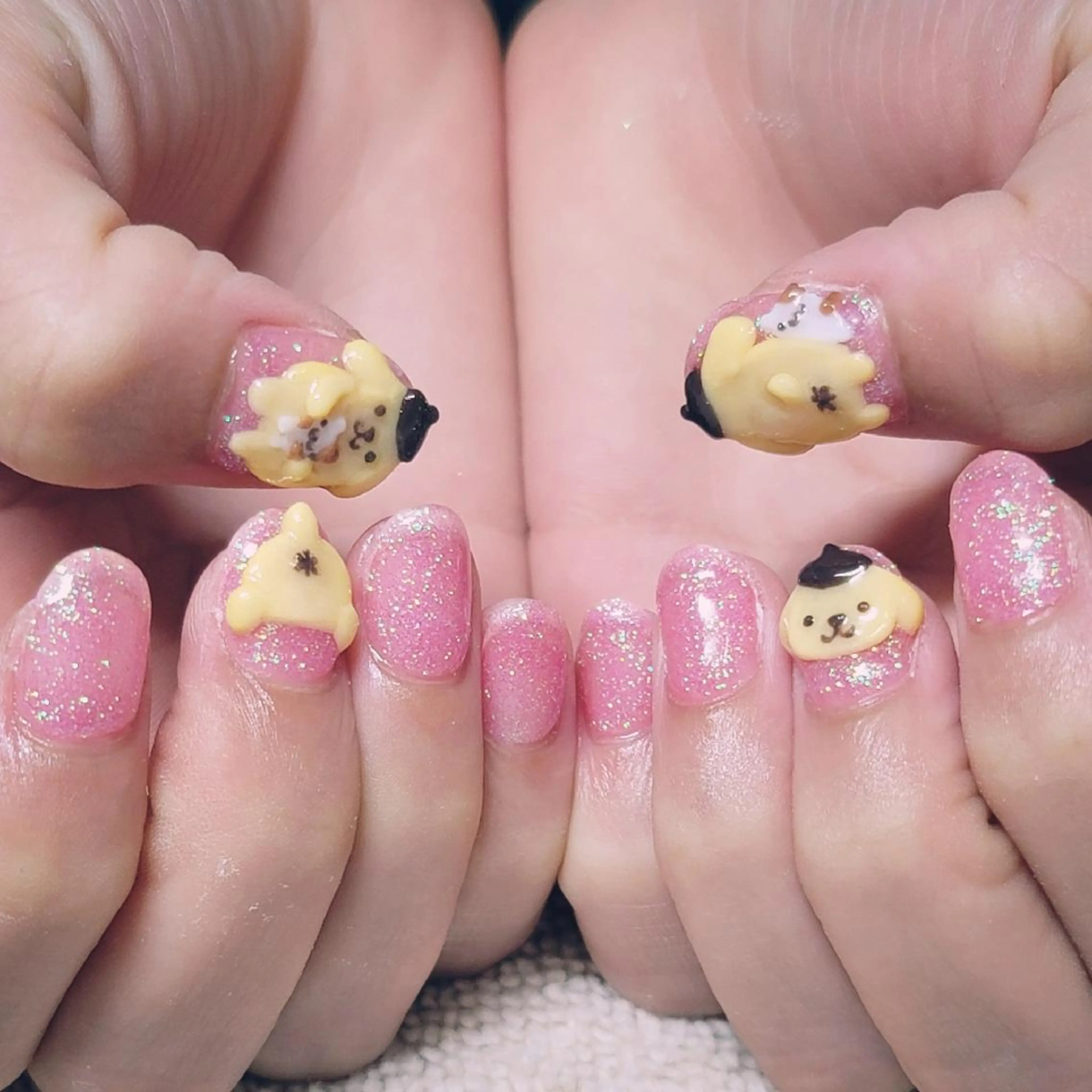 ネイル ラメ(グリッター) ワンカラーネイル ピンク ハンドネイル よしだ ひろきのネイルデザイン