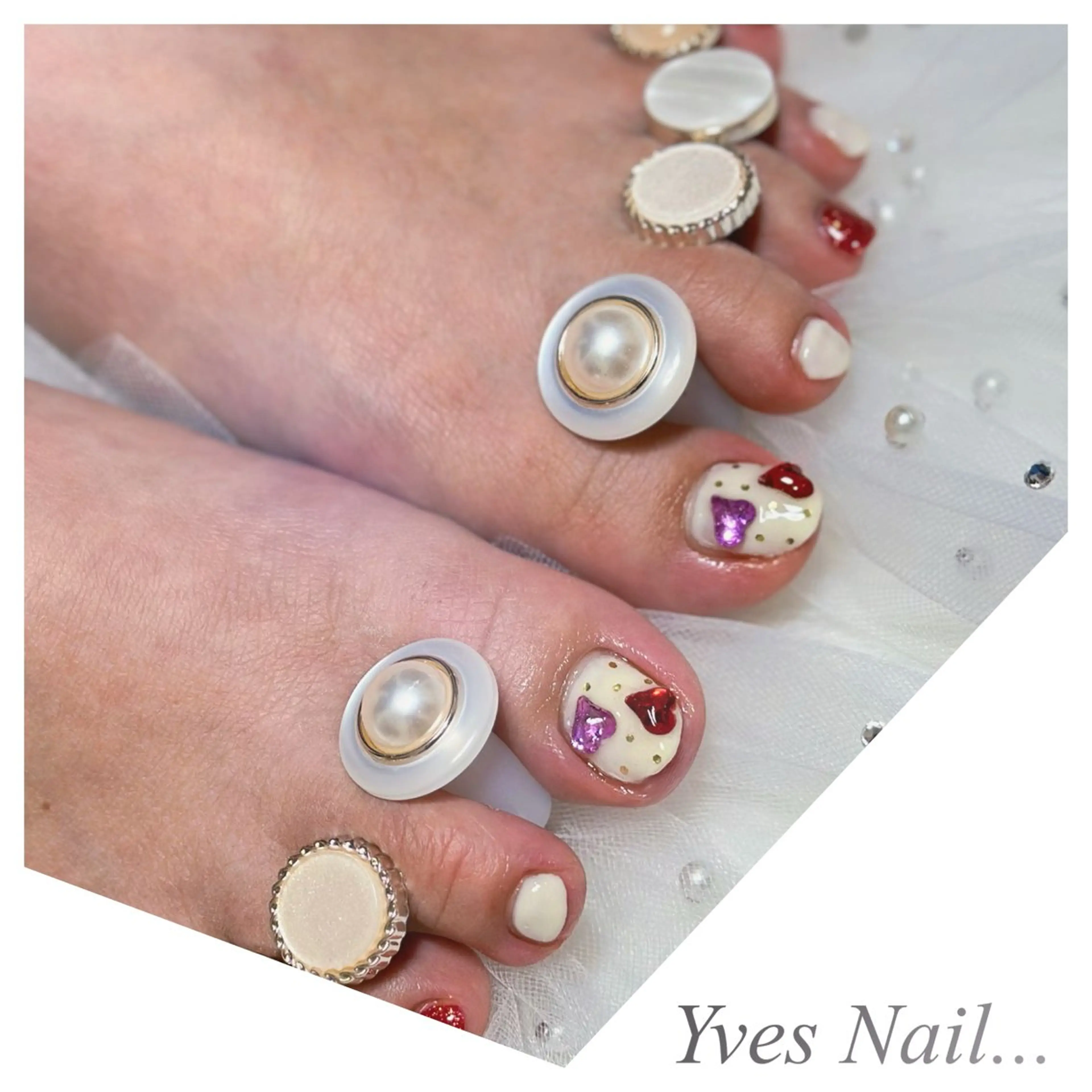 ネイル フットネイル ハート フットネイル kanno yのネイルデザイン