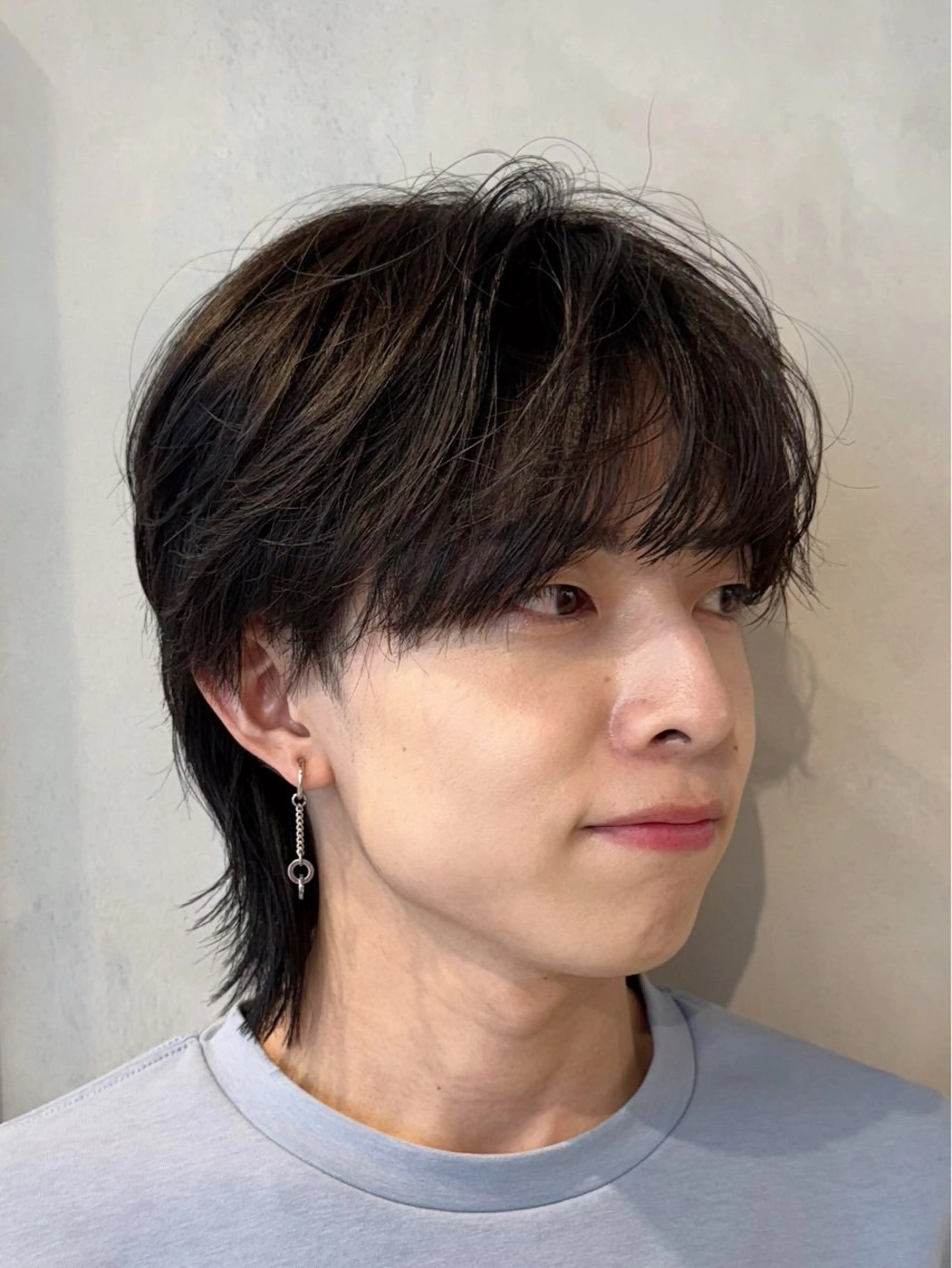 ショート パーマ メンズ 渋谷レイヤーカット/ 暖色艶カラー🩵高橋のヘアスタイル