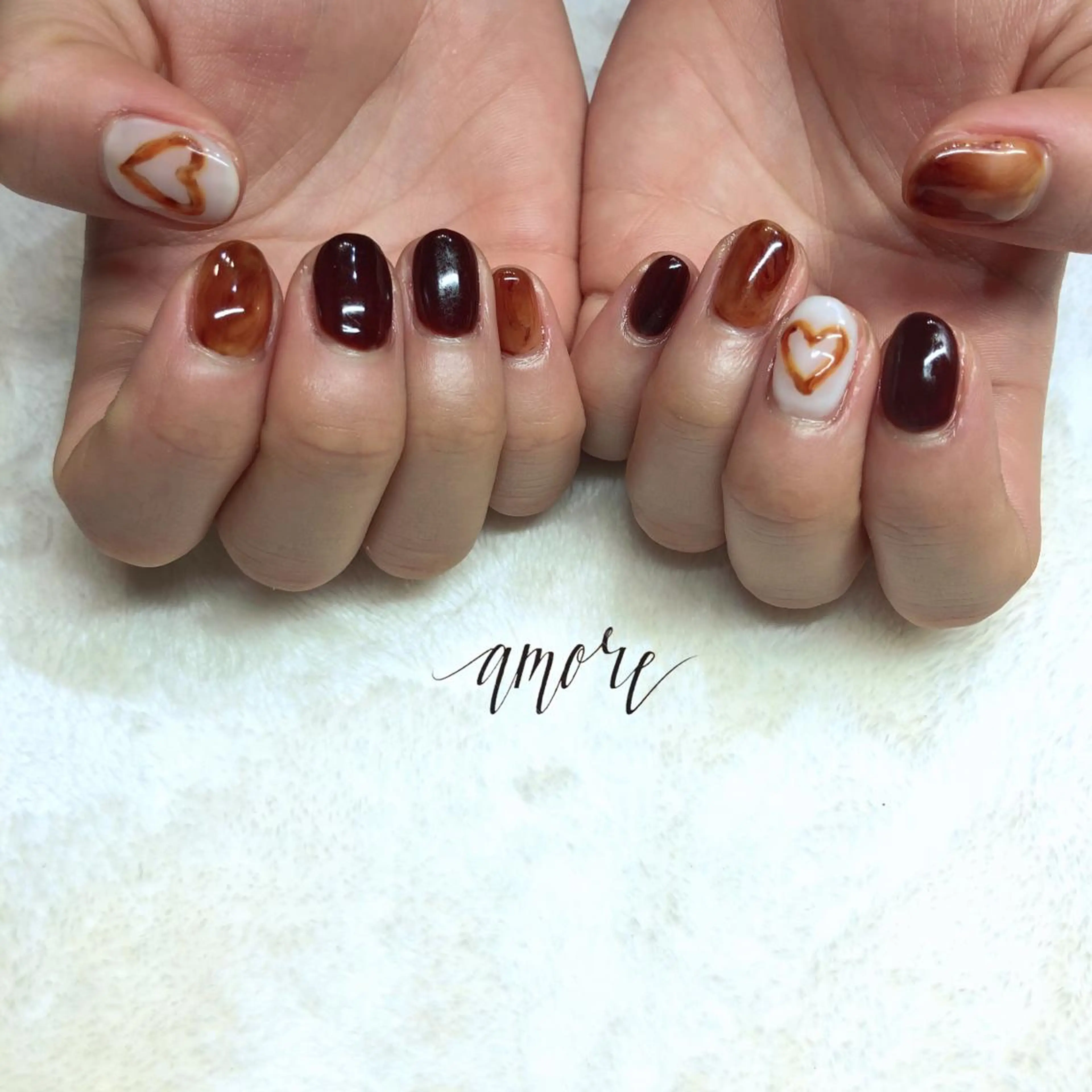 ネイル アートネイル べっ甲ネイル ジェルネイル ニュアンスネイル バレンタイン You kyehwaのネイルデザイン