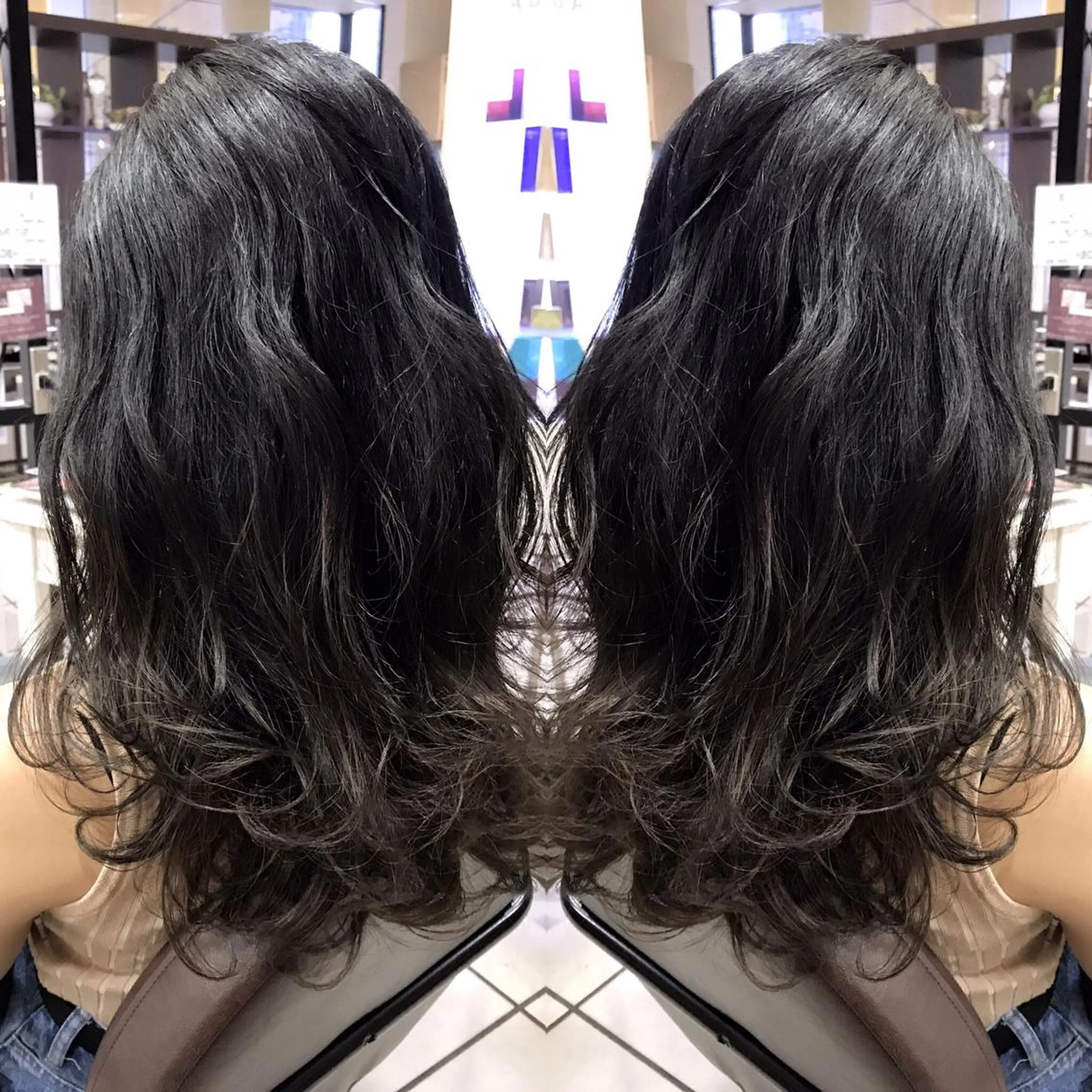 セミロング カラー シールエクステ⭐️ オオミタクヤのヘアスタイル