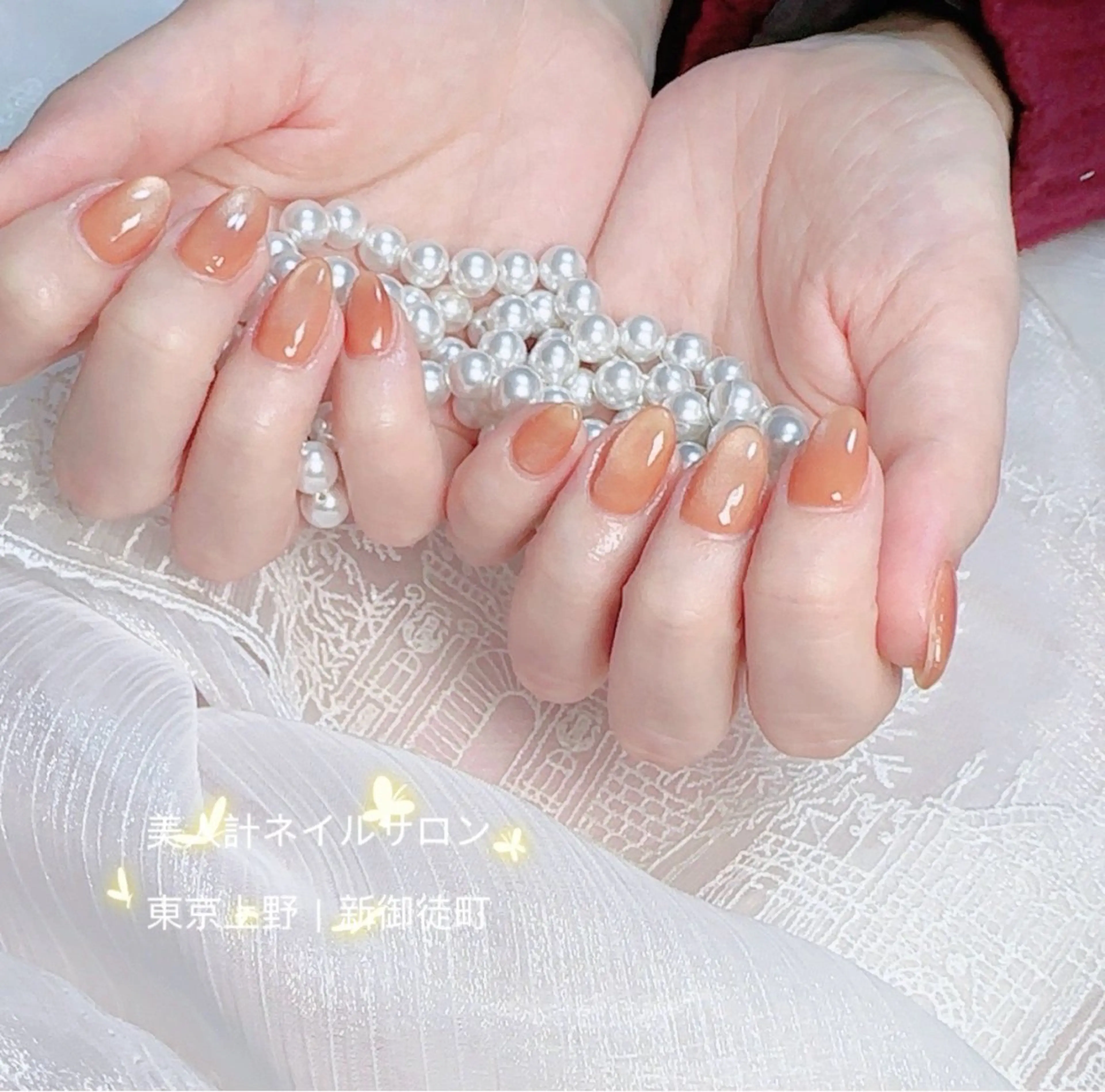 ネイル マグネットネイル オレンジ ハンドネイル 美人計ネイルサロン所属・中山 美月のネイルデザイン