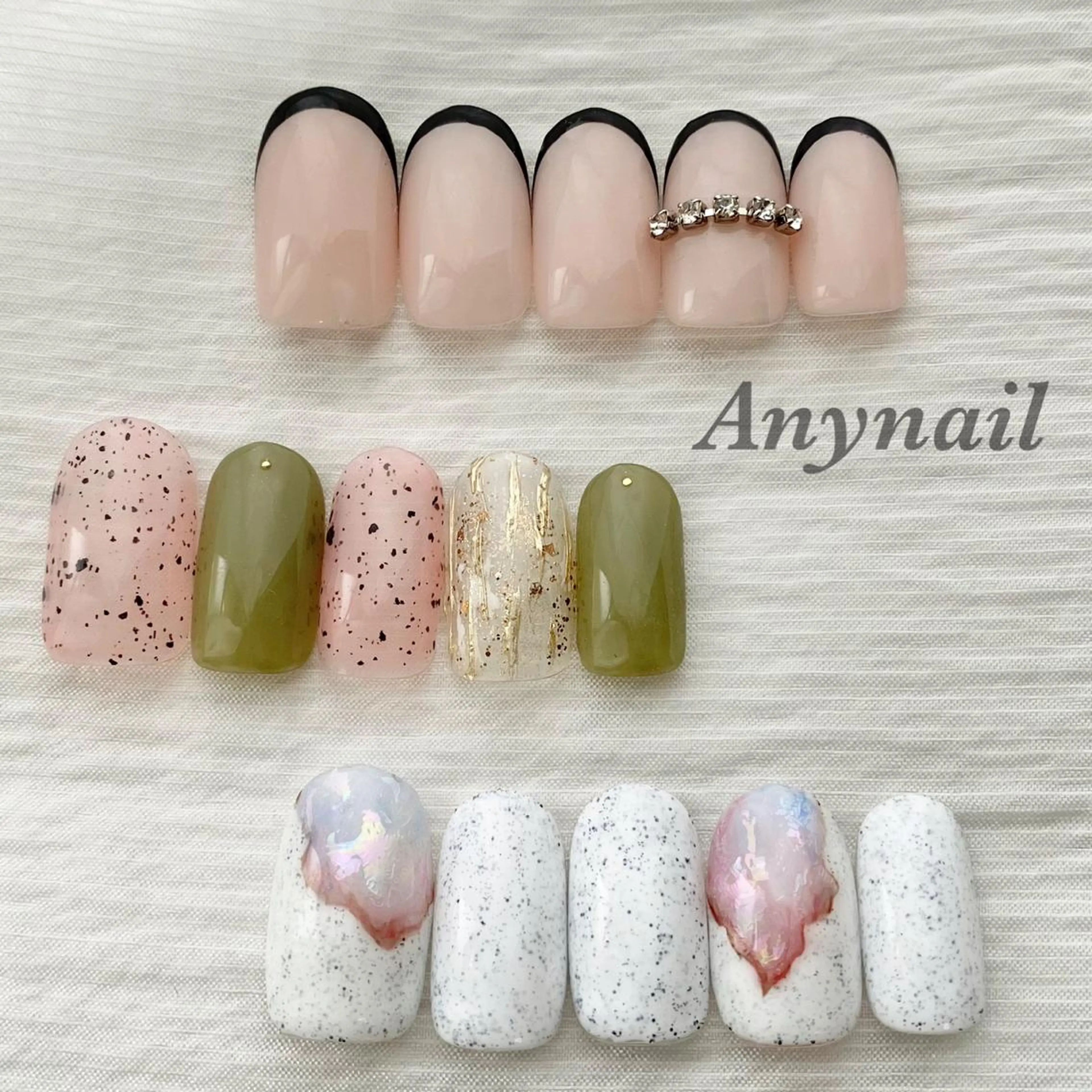 ネイル アートネイル フレンチネイル ミラーネイル 春ネイル ストーンネイル ハンドネイル 岩澤 恵子のネイルデザイン