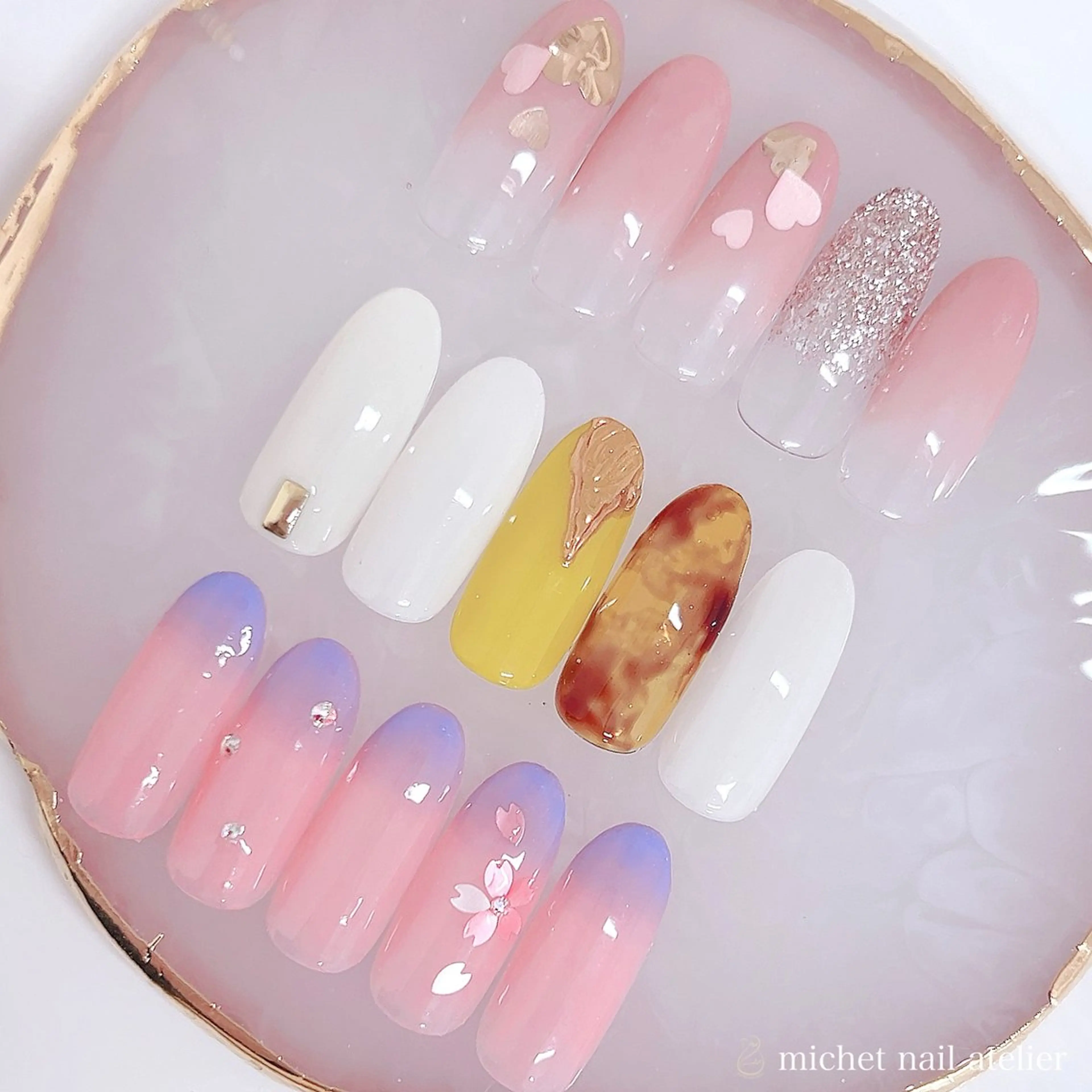 ネイル アートネイル べっ甲ネイル 桜ネイル フラワーネイル ジェルネイル ハンドネイル h. rikaのネイルデザイン