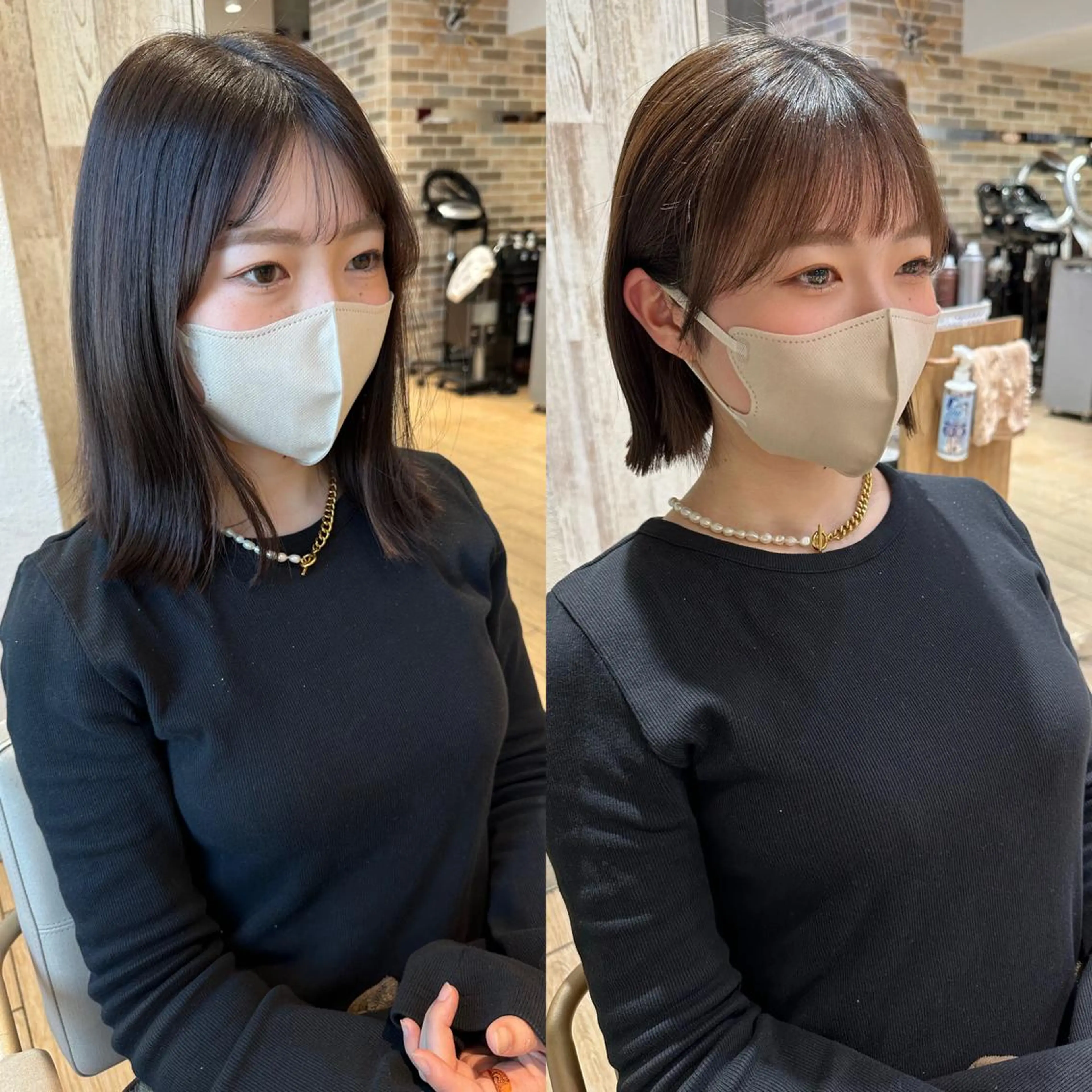 ミディアム 切りっぱなしボブ ショートボブ ボブ くびれヘア タンバルモリ カット ヘアカラー トリートメント 市原 大翼のヘアスタイル