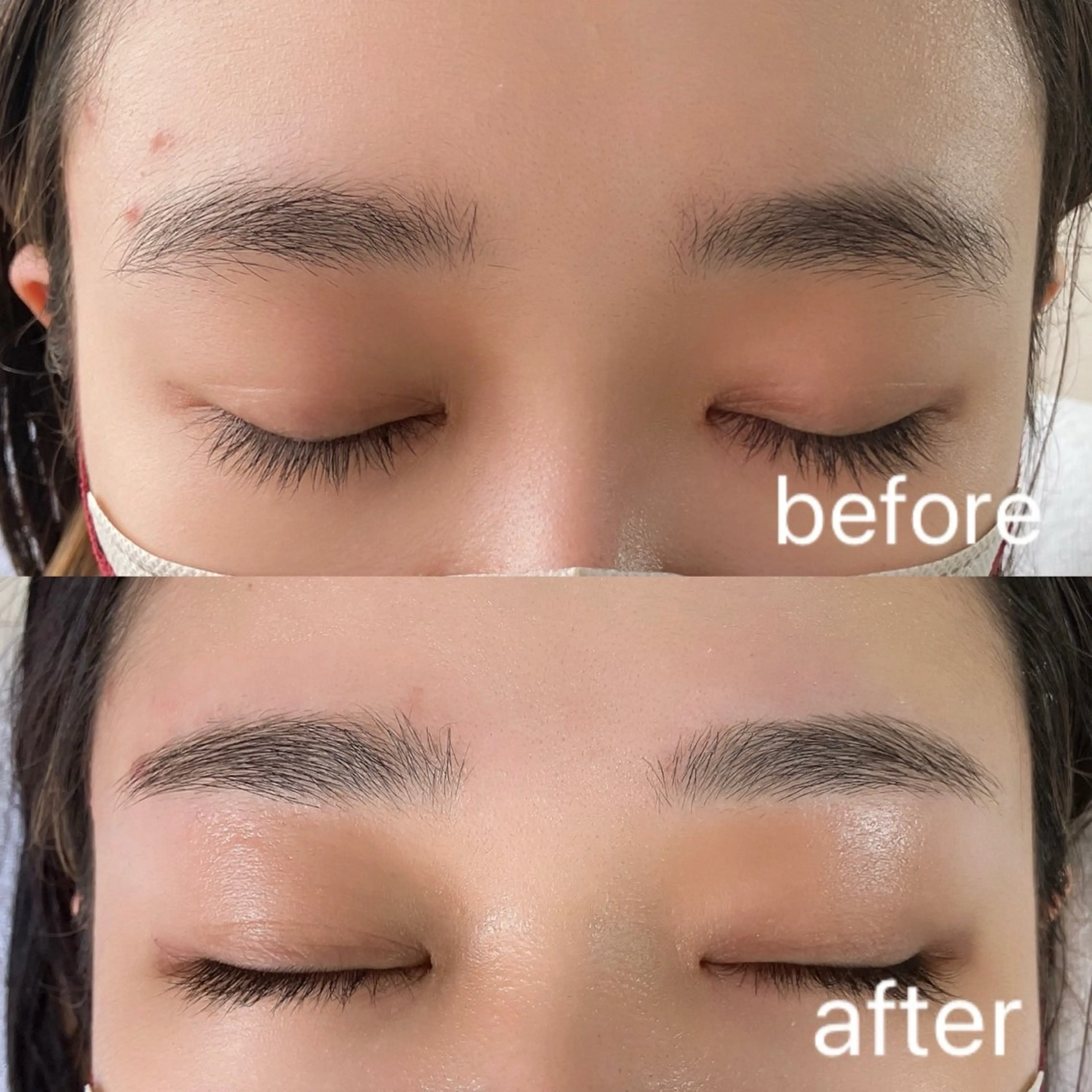 アイブロウ ハリウッドブロウリフト 眉毛ワックス脱毛 エムネイル サロンのネイルデザイン