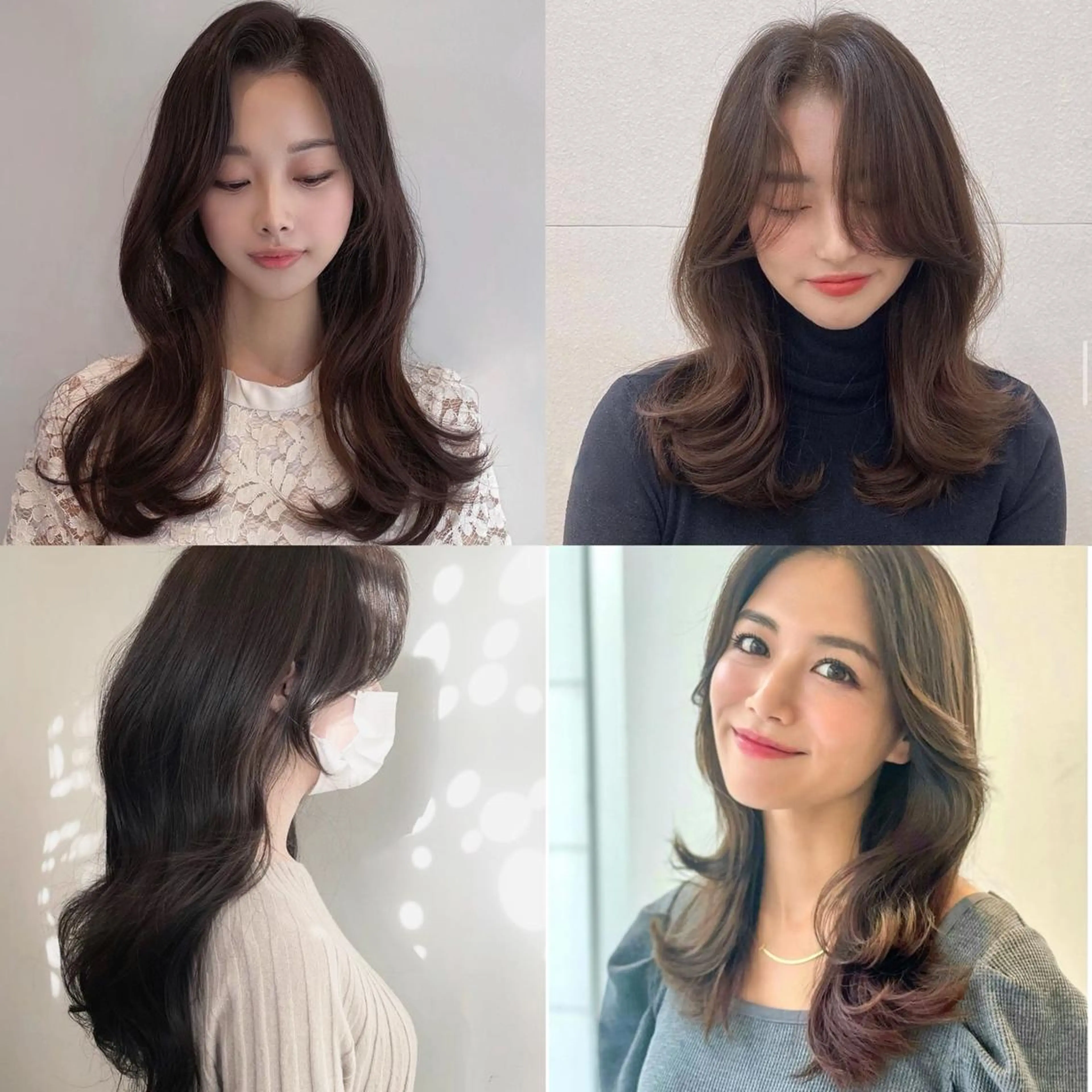 ミディアム カラー パーマ くびれヘア 韓国風ヘア 小顔カット オルチャンヘア ワンホンヘア 鈴木 一貴のヘアスタイル