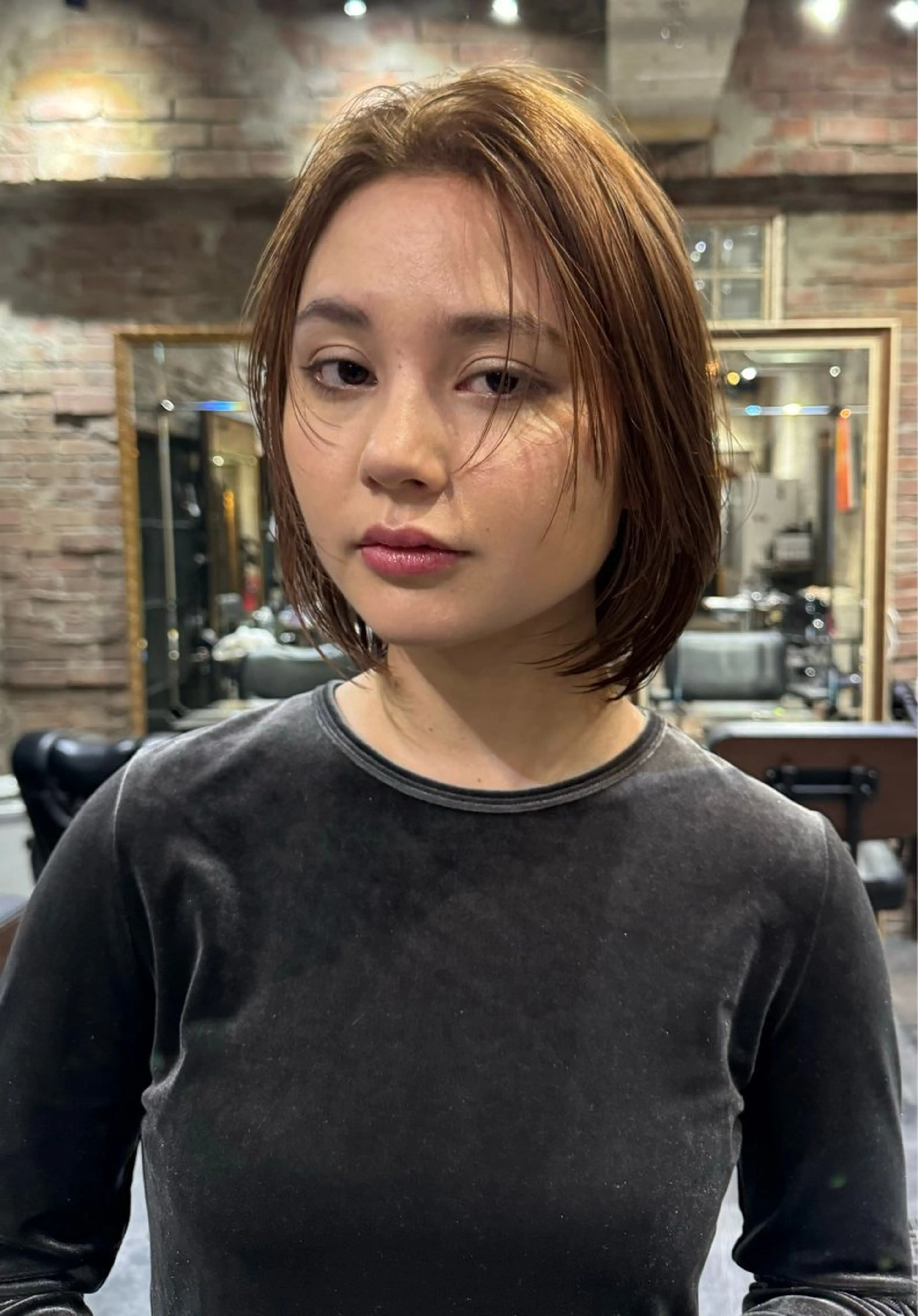 ショート ボブレイヤー ボブ 顔まわりレイヤー 顔周りカット レイヤーカット nicoTOKYO 原宿所属・センターパート /メンズ/海野颯生のヘアスタイル