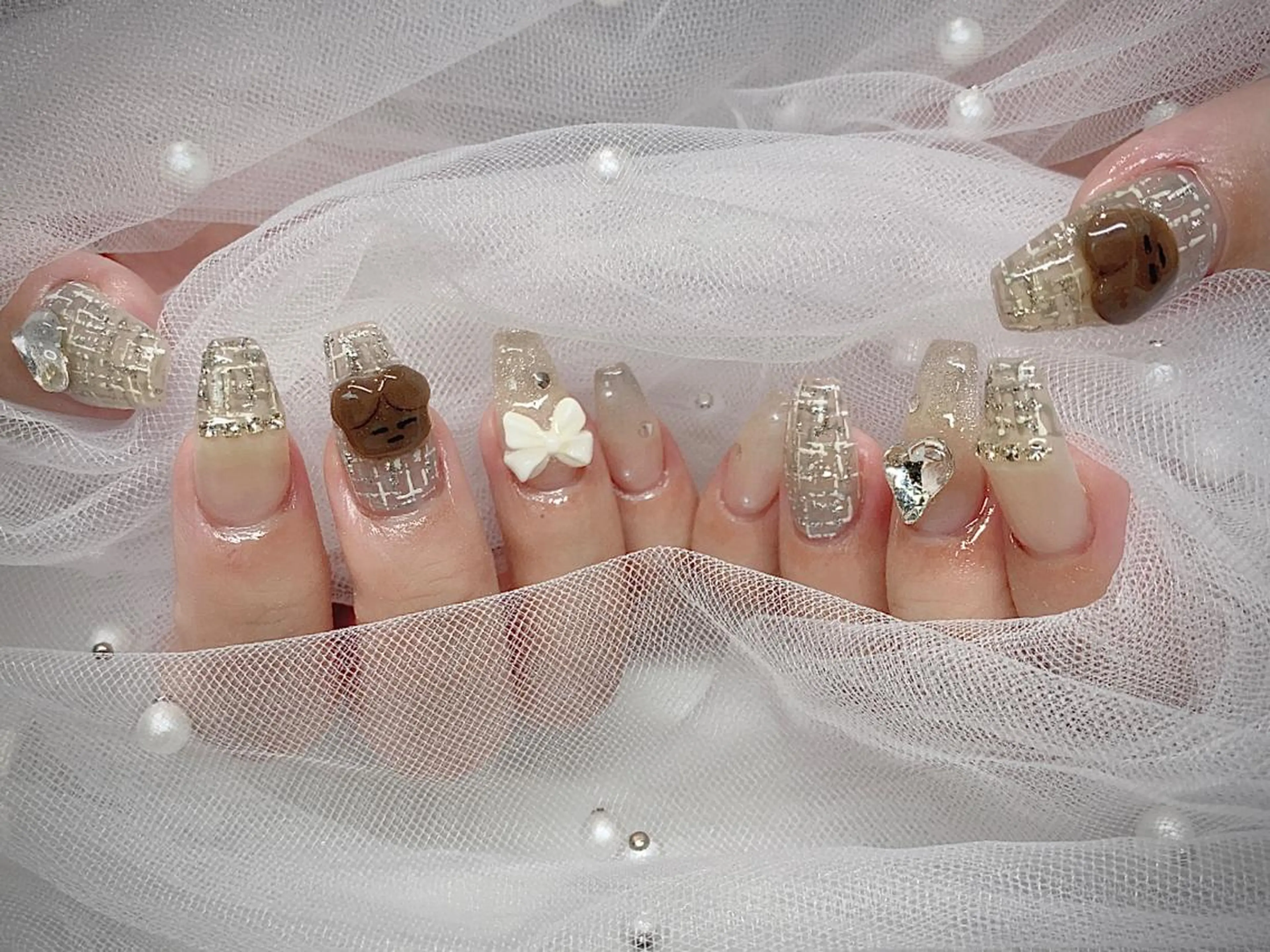 ネイル I-nailロング /ワンホン/キラキラのネイルデザイン