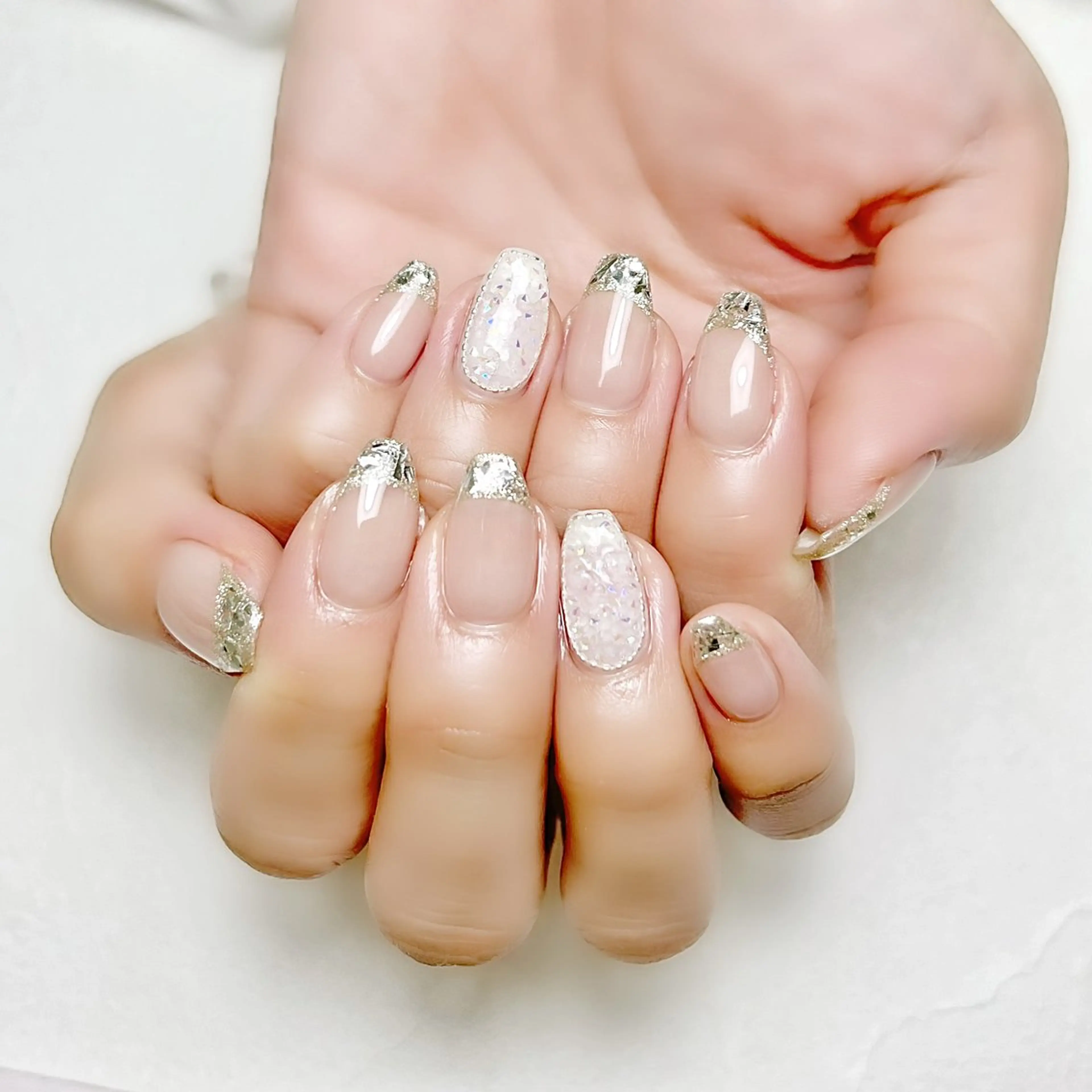 ネイル フレンチネイル ガラスフレンチ オフィスネイル 冬ネイル rouse nail RISATOのネイルデザイン