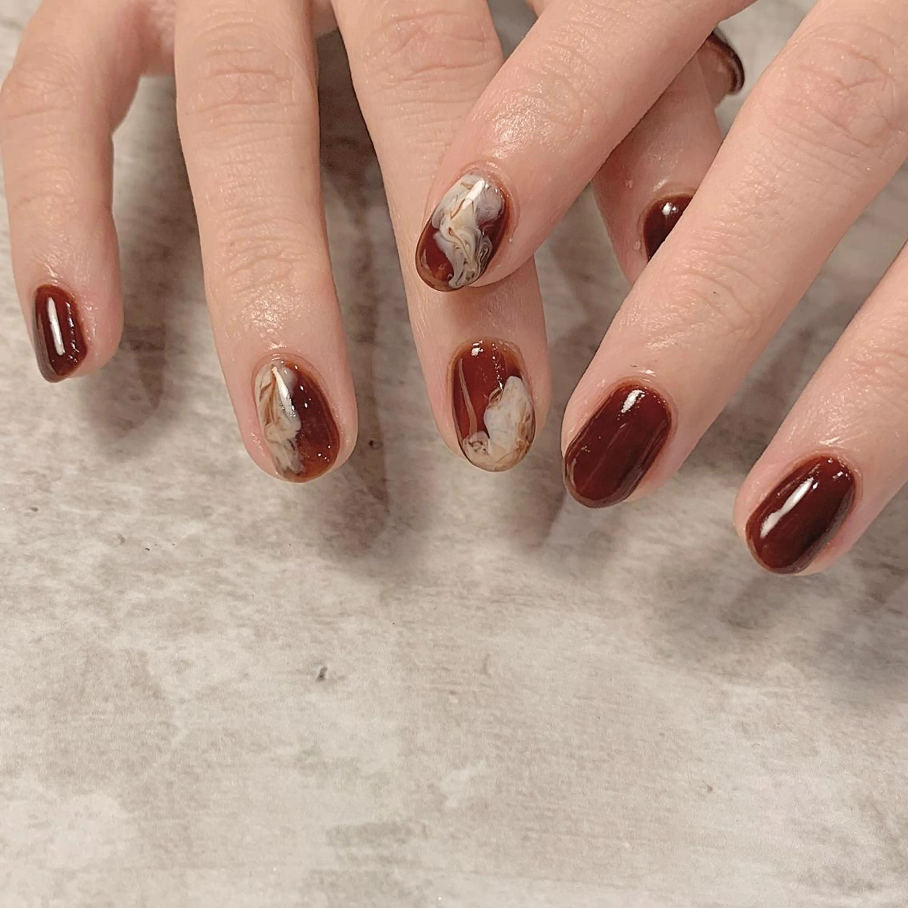 ネイル ブラウン mana ☾のネイルデザイン