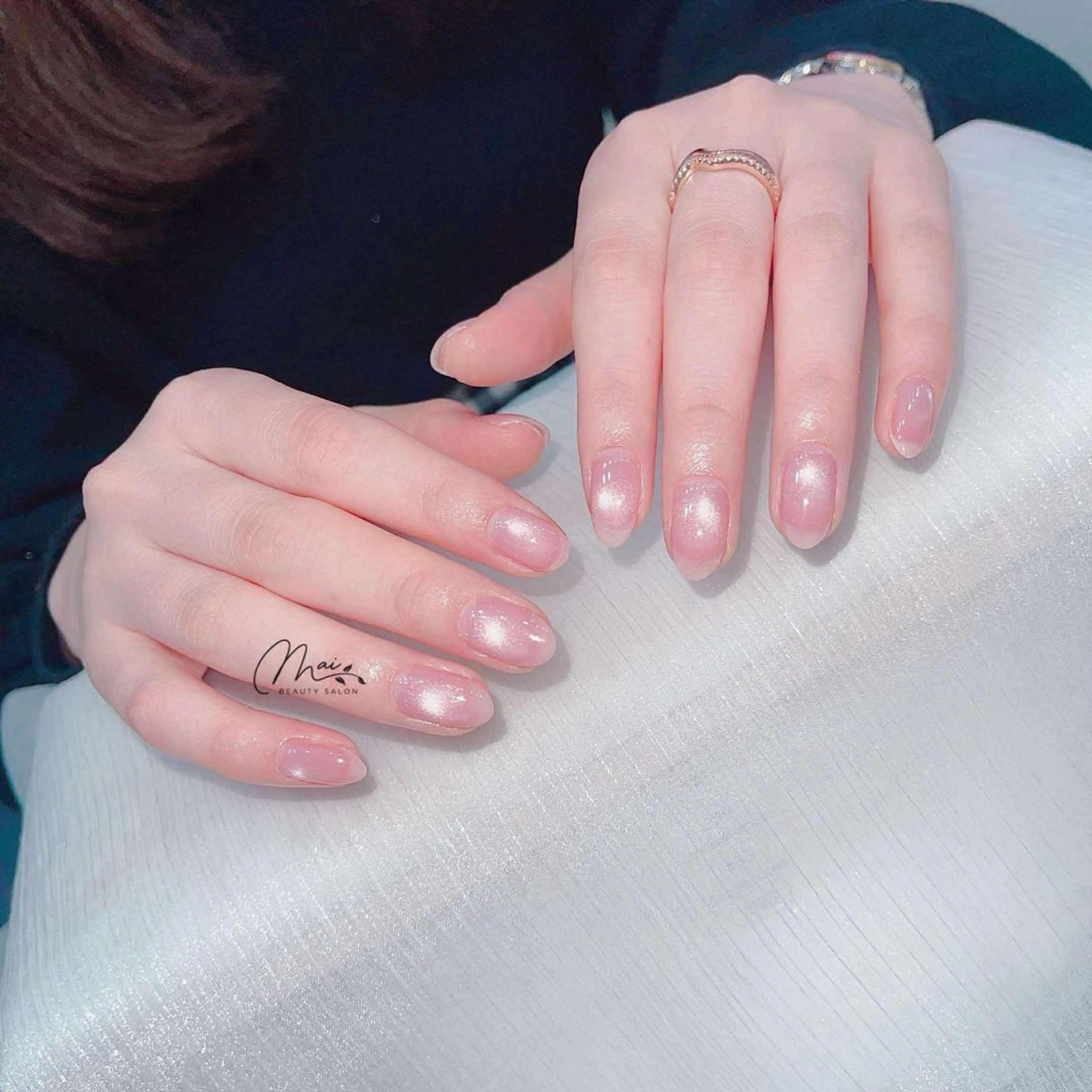 ネイル オーロラネイル 長さ出し フラッシュネイル フットネイル フレンチネイル MaiBeauty DanHiのネイルデザイン