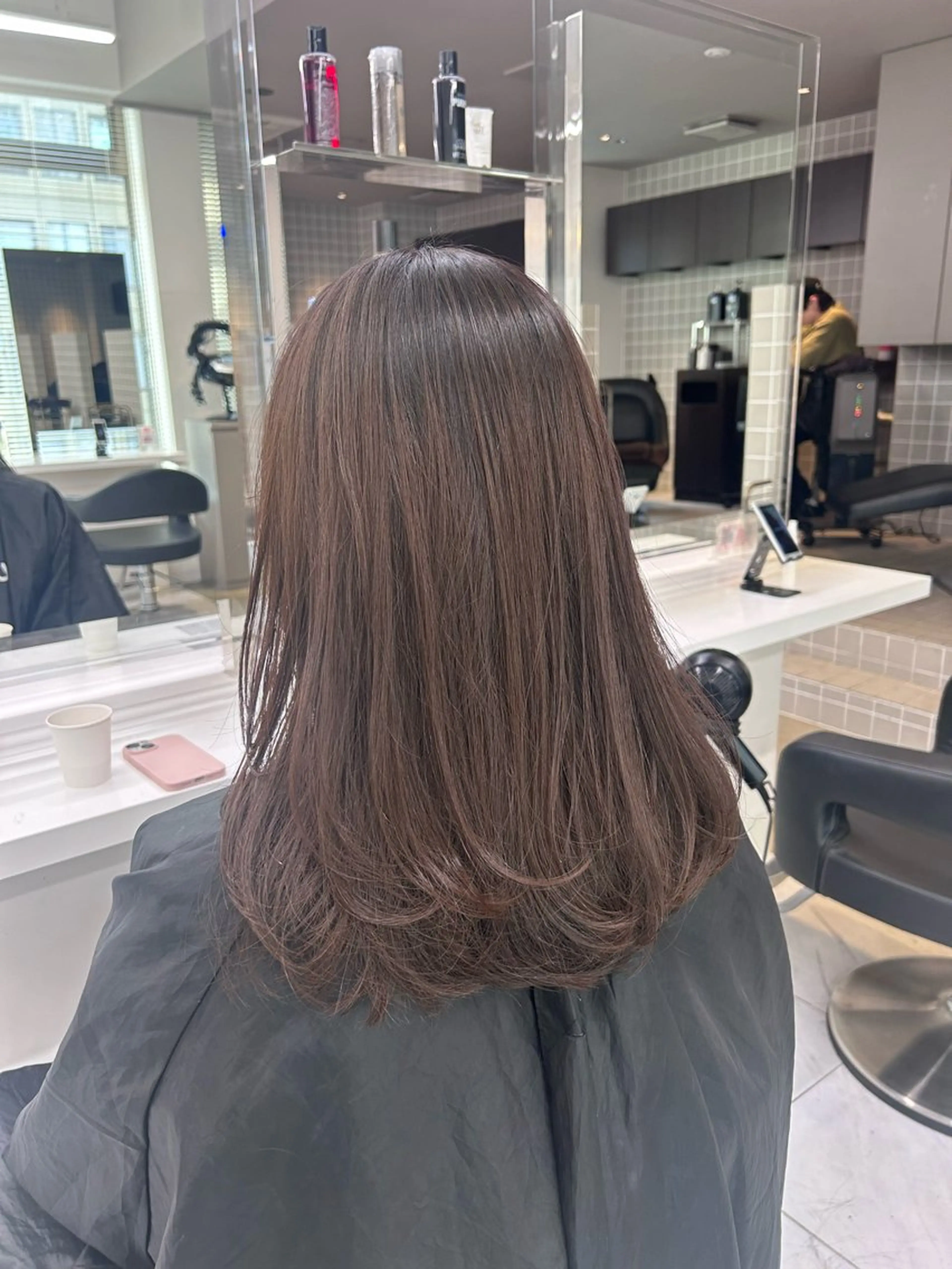 ロング カラー パーマ ヘアアレンジ メンズ キッズ ブリーチなしカラー/ ブラウン/レイヤーのヘアスタイル