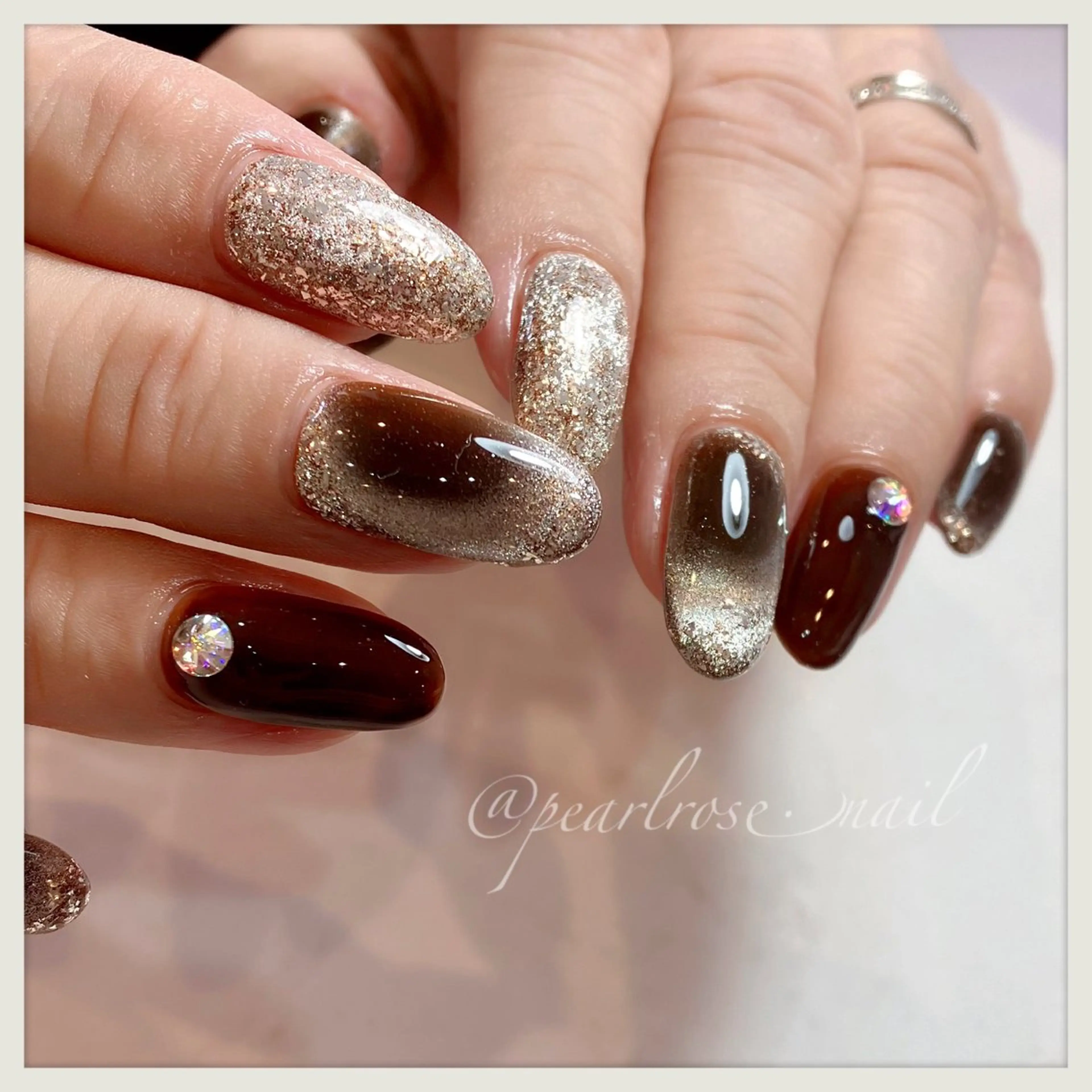 ネイル ブラウン ハンドネイル Beauty salon Ryu・ange所属・RyuAnge リュアンジュのその他イメージ