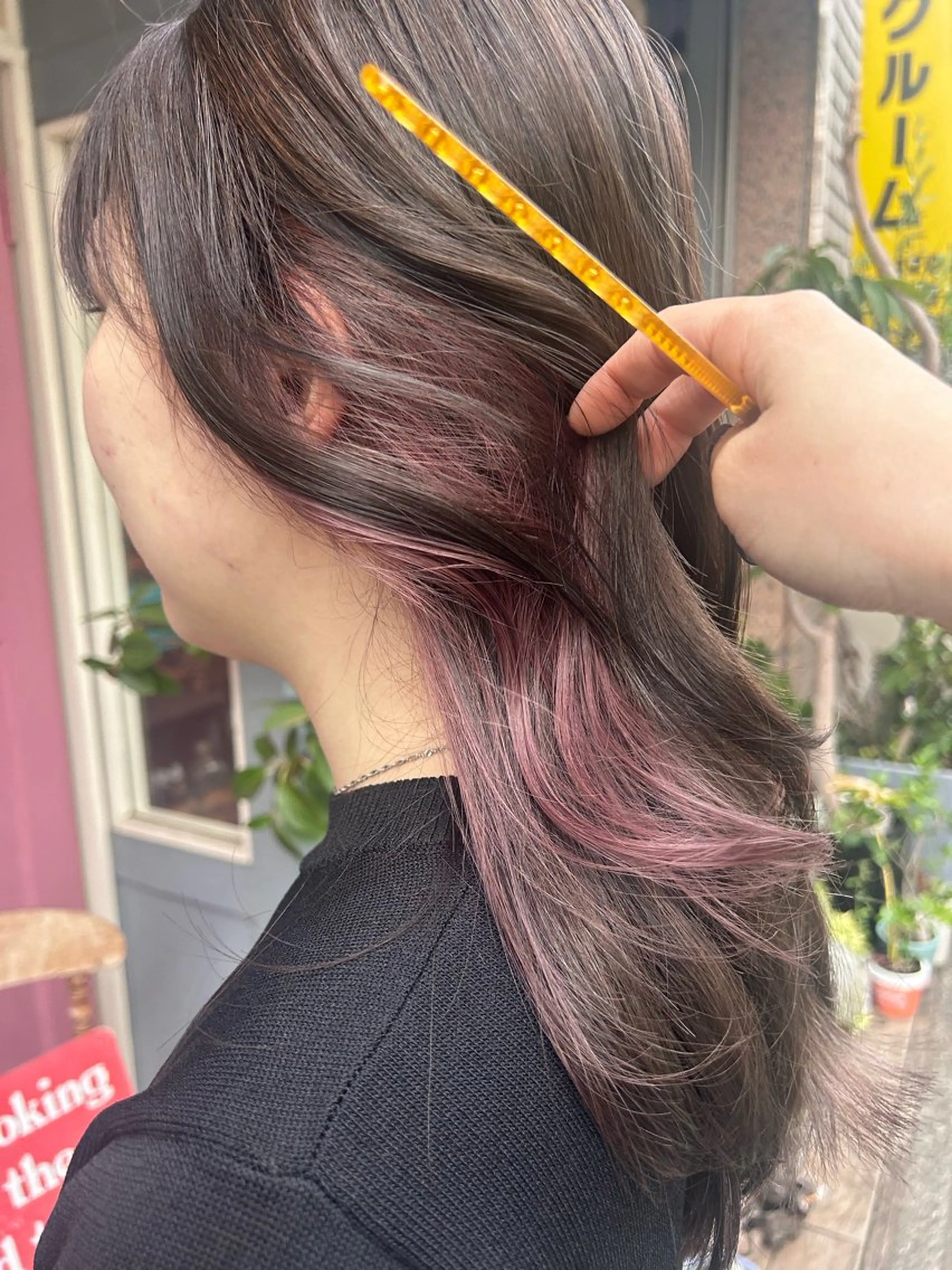 セミロング カラー ピンクカラー カット ヘアカラー 清水千優/パーマ/透 明感カラー/メンズのヘアスタイル