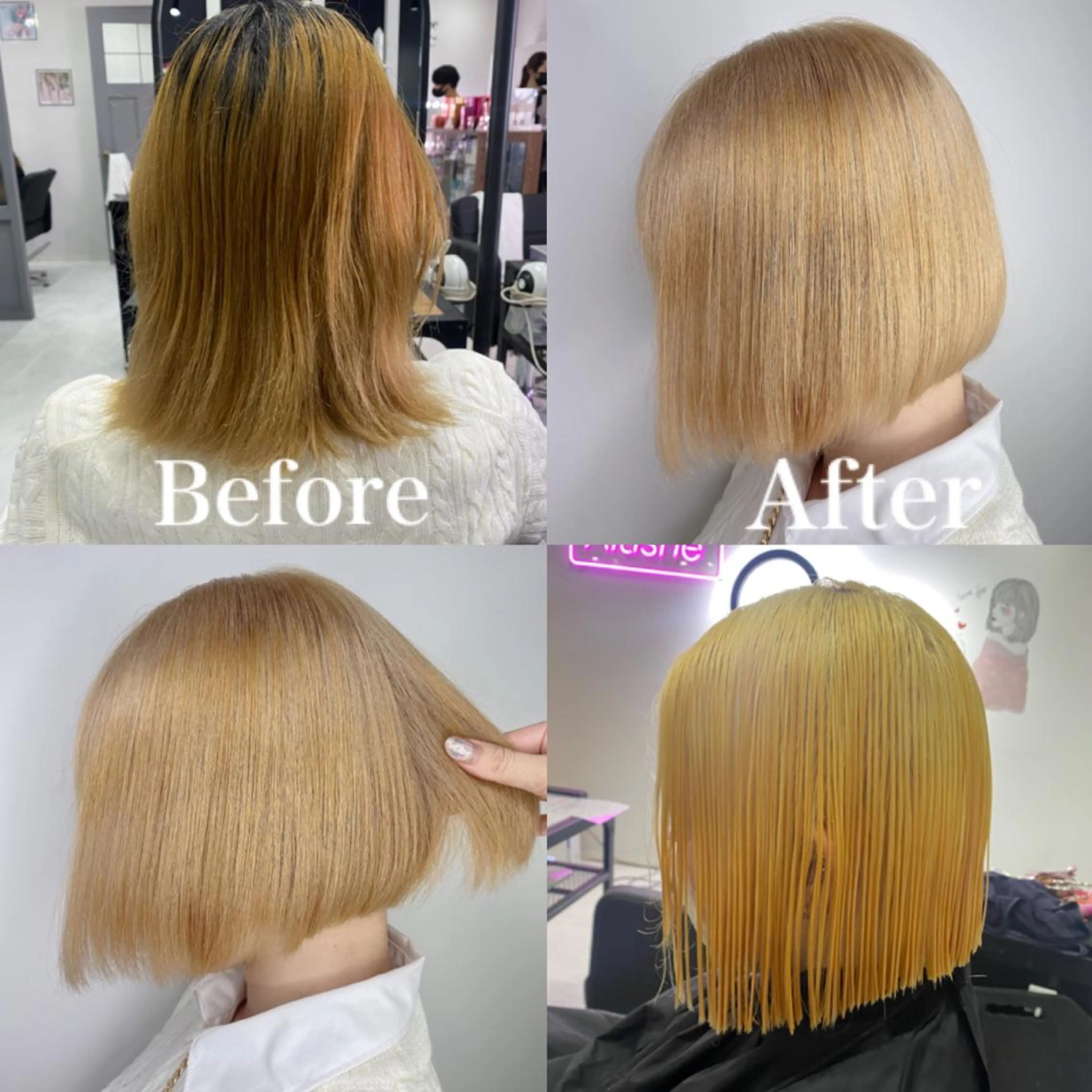 ショート カラー ブロンド ダブルカラー ヘアカラー トリートメント 髪質改善×矯正🫧 韓国ヘアasamiのヘアスタイル