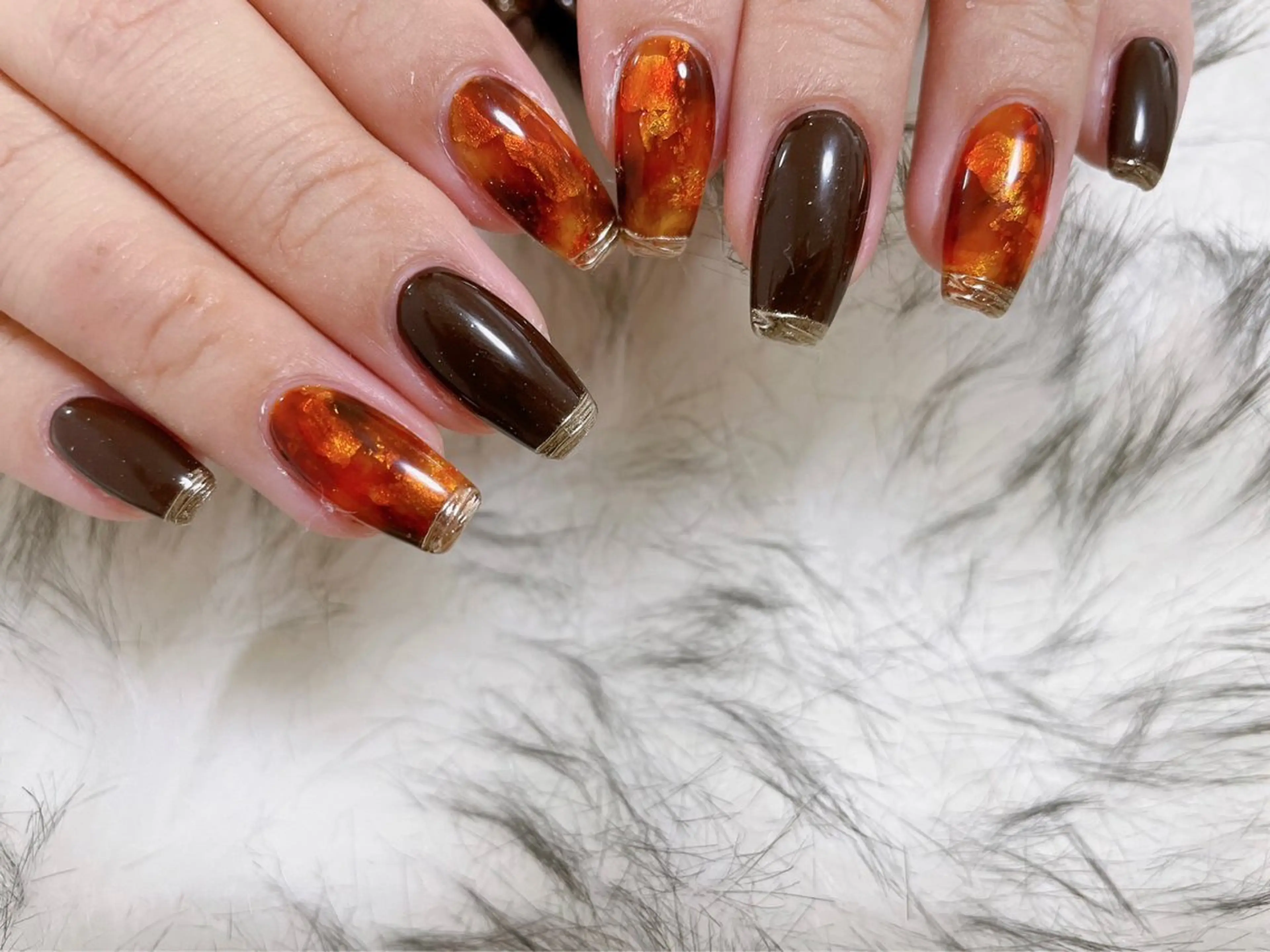 ネイル べっ甲ネイル ハンドネイル kiki nail 二子玉川のネイルデザイン