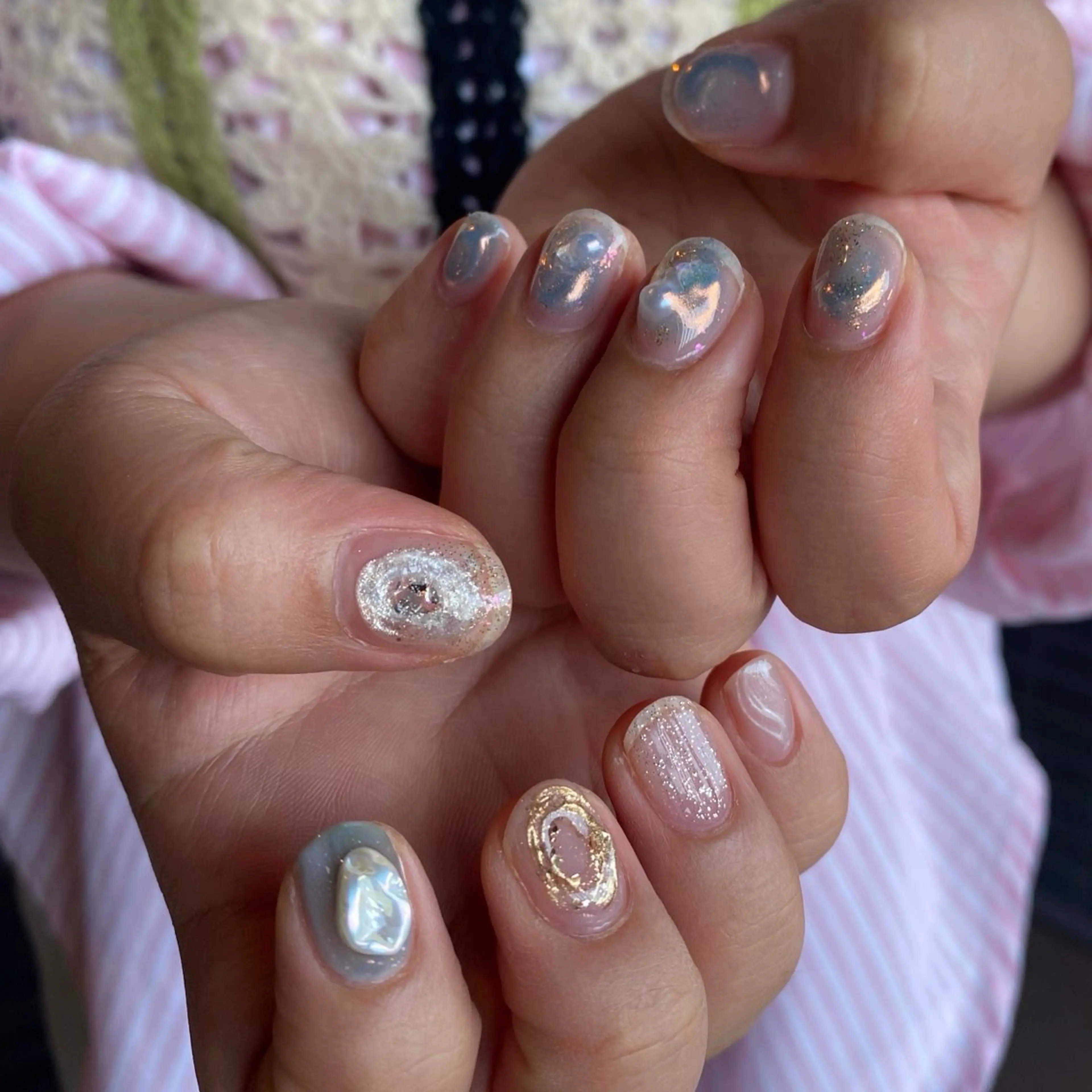 ネイル ニュアンスネイル ぷっくりネイル 夏ネイル amuse 手書きニュアンスのネイルデザイン