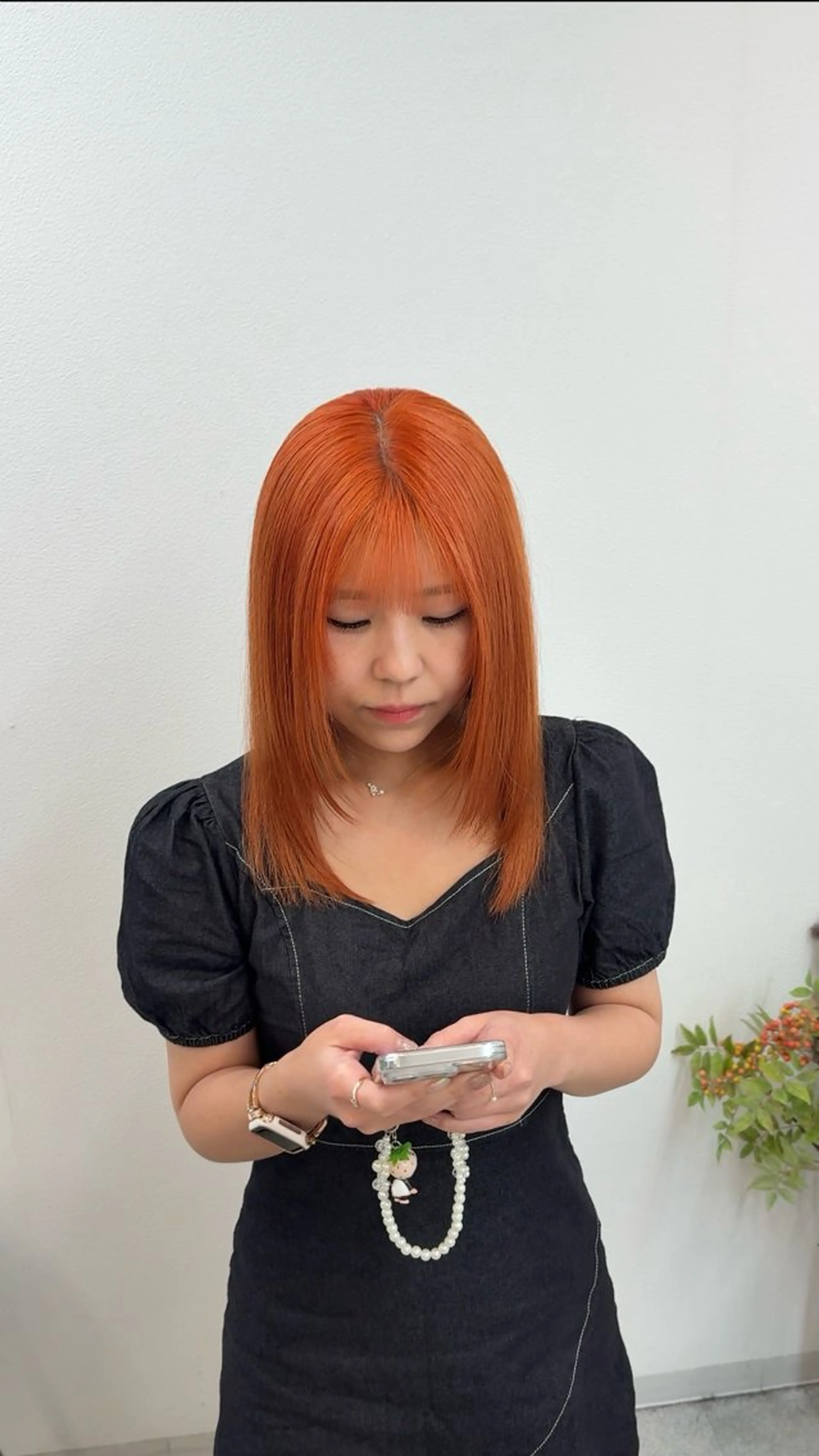 セミロング カラー ブリーチ オレンジ ヘアカラー ブリーチカラー/原宿 /髪質改善/shinのヘアスタイル