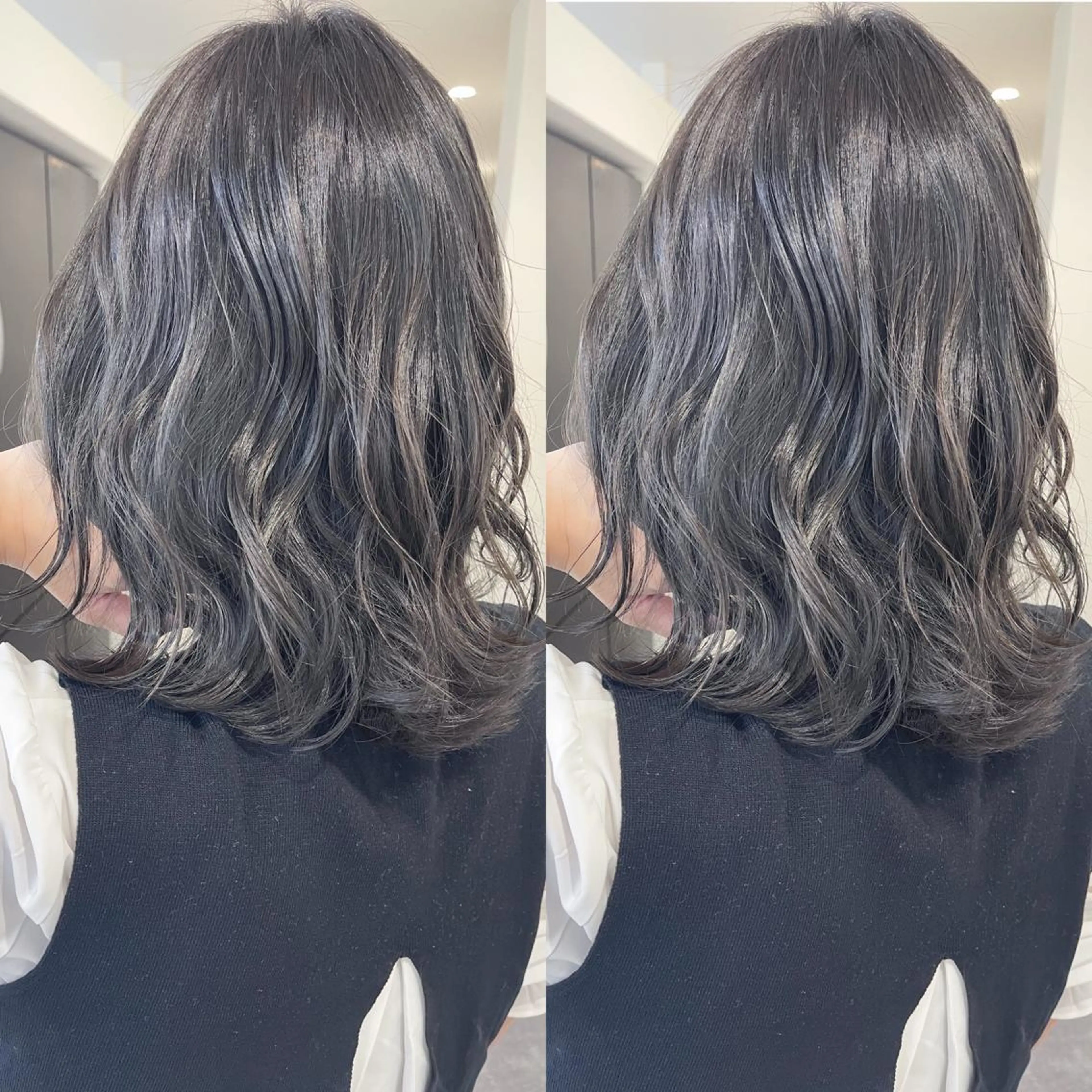 ミディアム ボブ レイヤーカット 外ハネヘア カット ヘアカラー トリートメント H所属・H (エイチ) 烏丸御池店のヘアスタイル