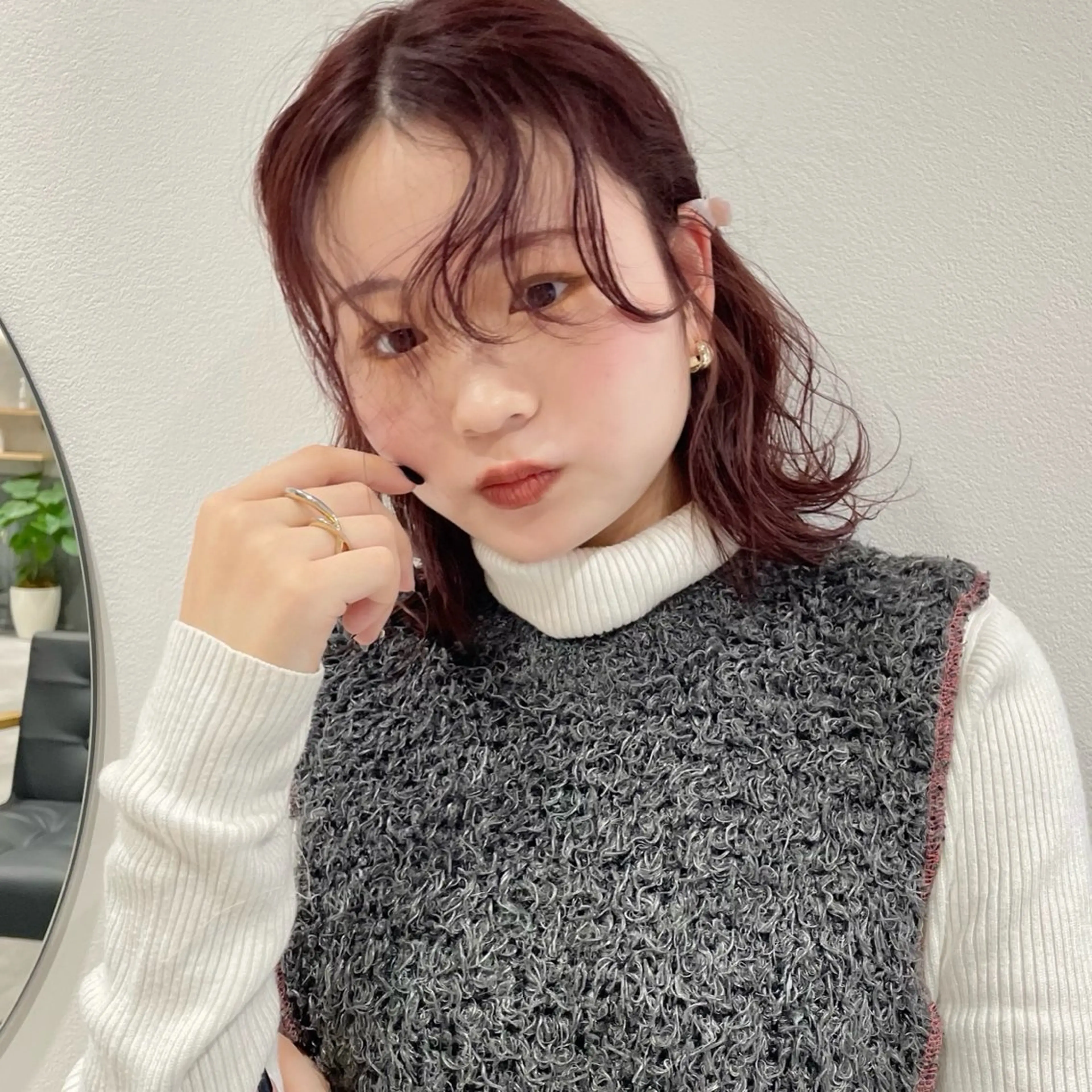 ミディアム カラー カット ヘアカラー トリートメント 🍊暖色×顔周り 🍊cocoroのヘアスタイル