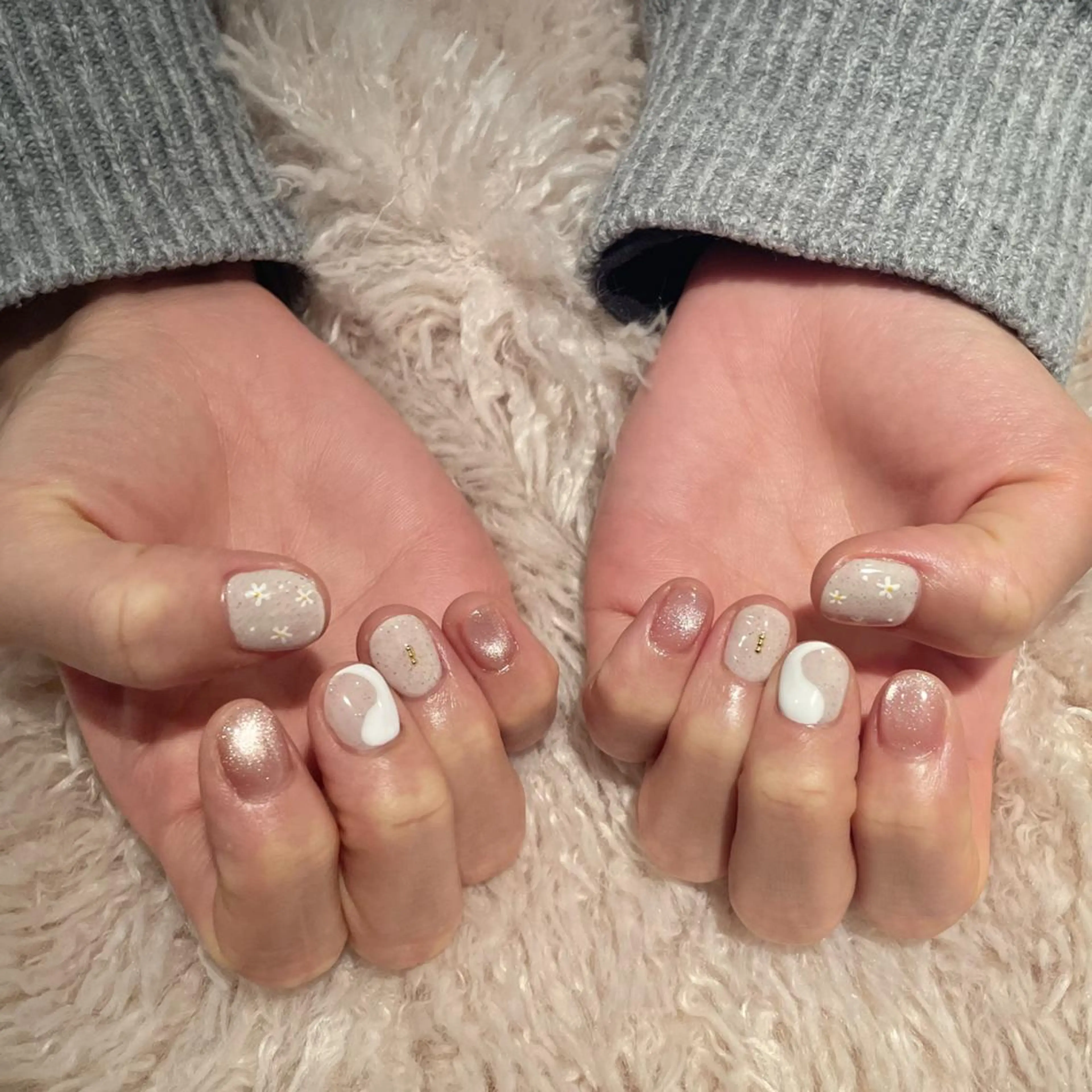 ネイル マグネットネイル ピンク 春ネイル ネイリスト soyokaのネイルデザイン