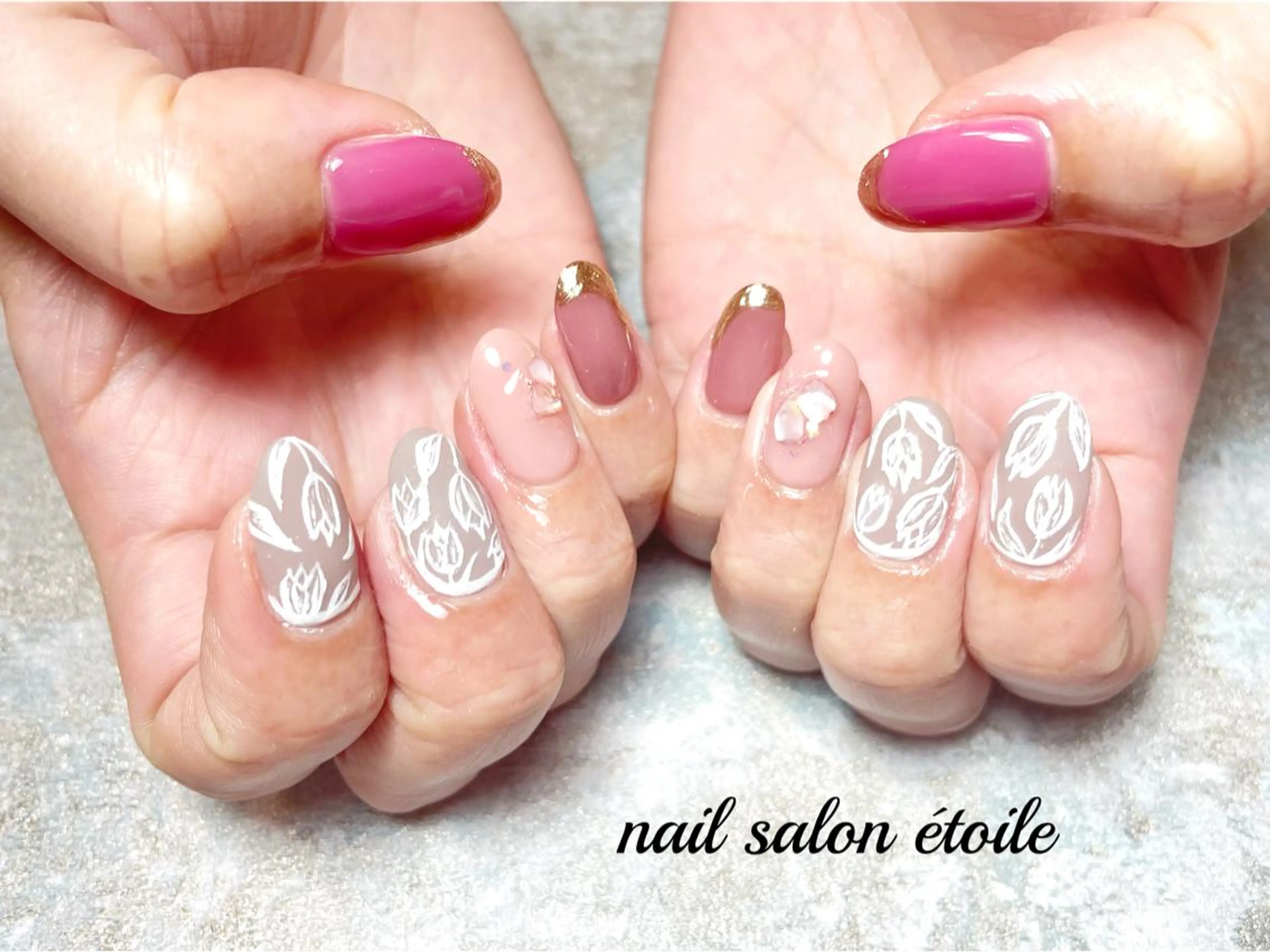 ネイル アートネイル フラワーネイル ジェルネイル マットネイル ミラーネイル ハンドネイル nail salon étoileのネイルデザイン