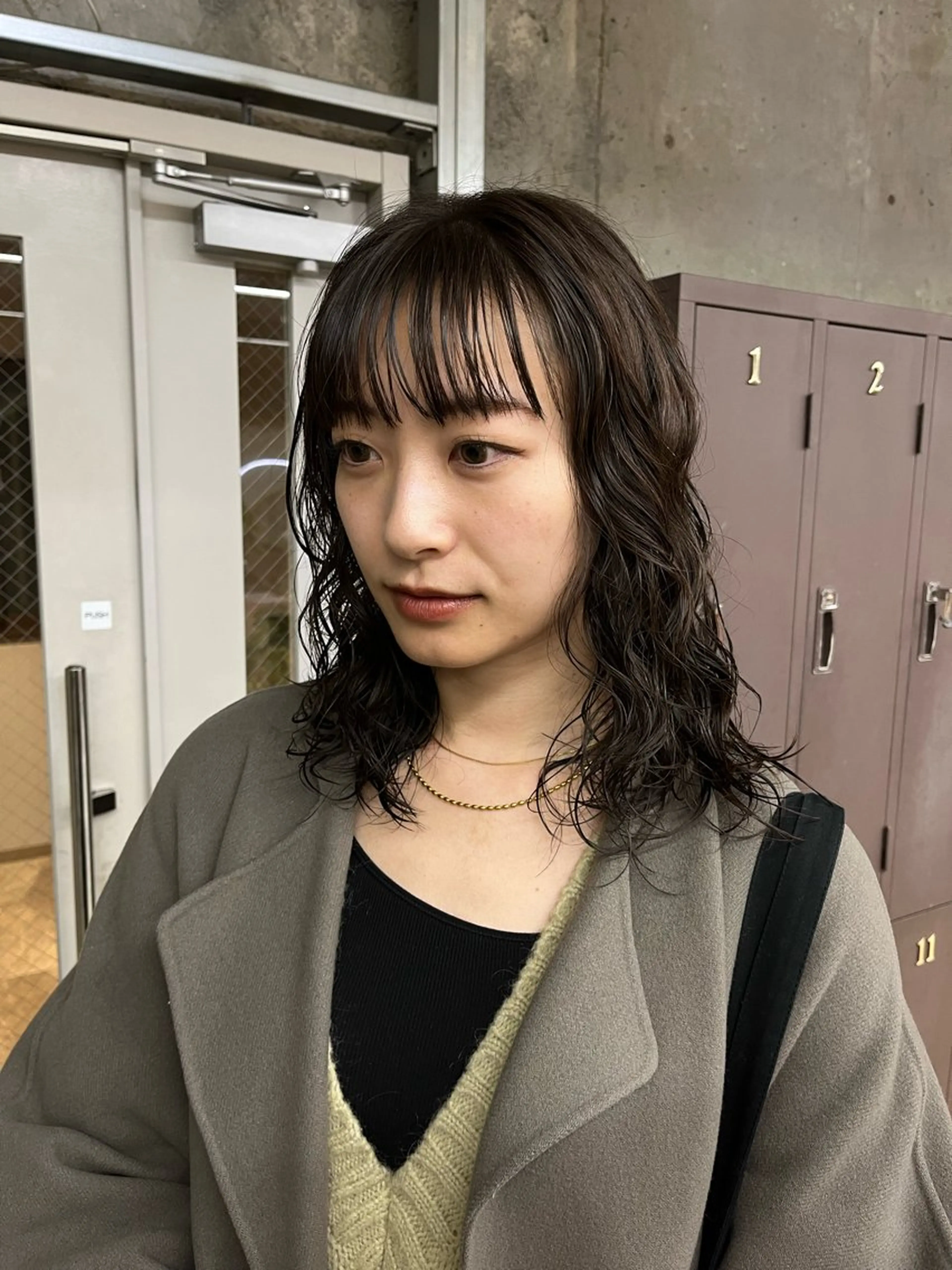 ミディアム カット ヘアカラー パーマ パーマ/オリーブ/ 酸性ストレート/ゆなのヘアスタイル