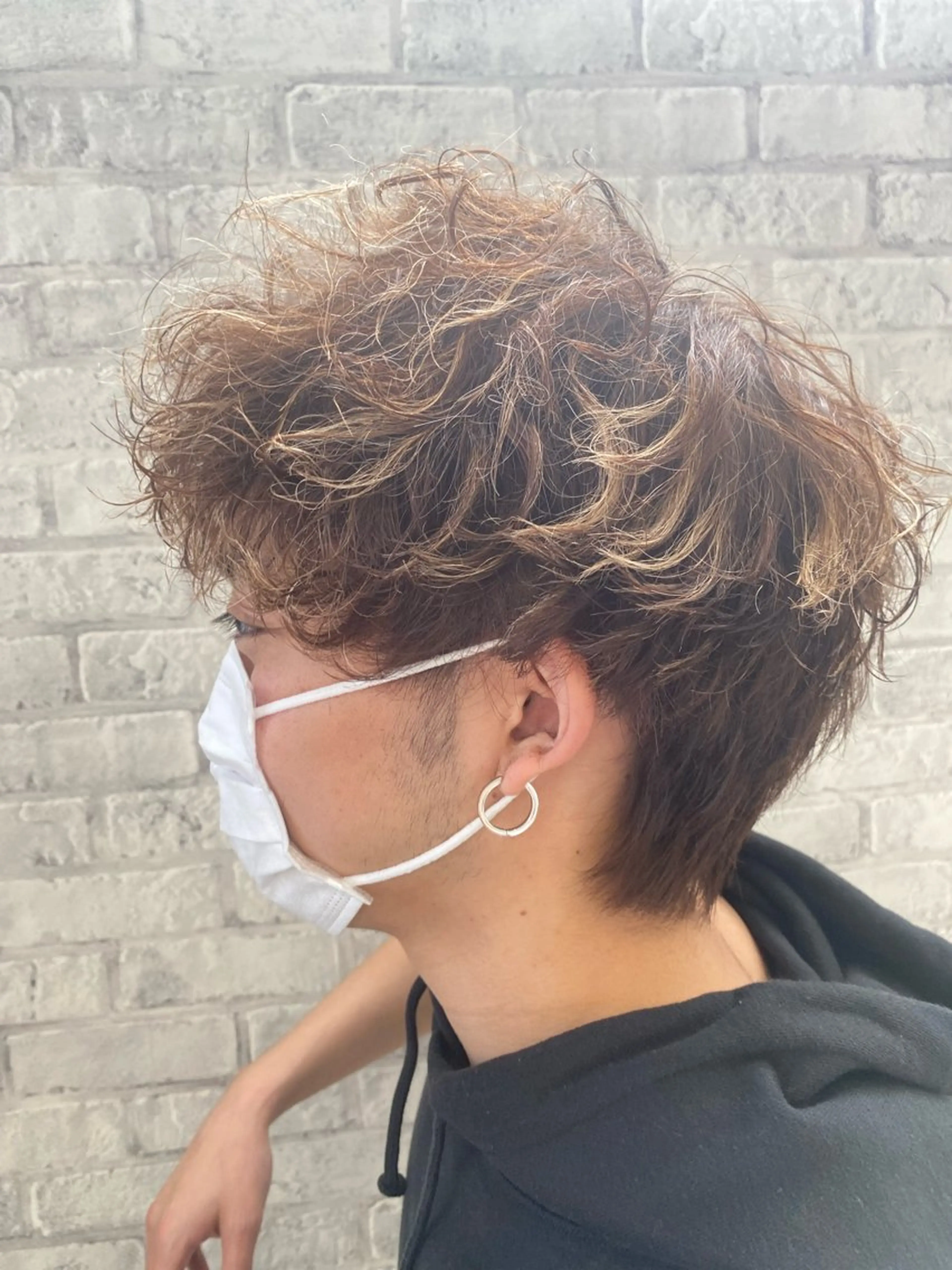 ミディアム メンズ カット パーマ ヘッドスパ 神戸 蒼司のヘアスタイル