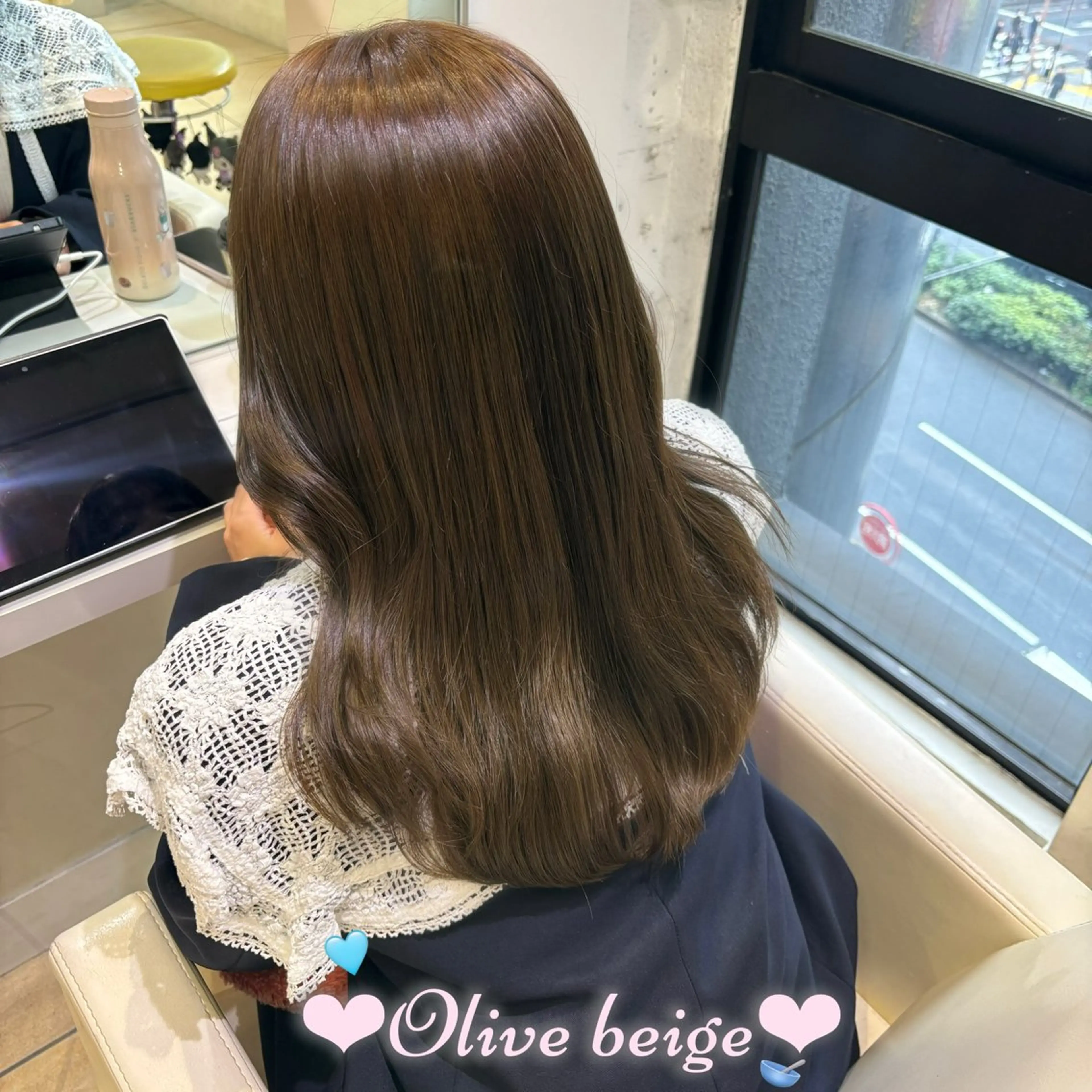 ロング カラー オリーブカラー オレンジ カット ヘアカラー トリートメント 新宿/透明感カラー /韓国ヘアKANA♡のヘアスタイル