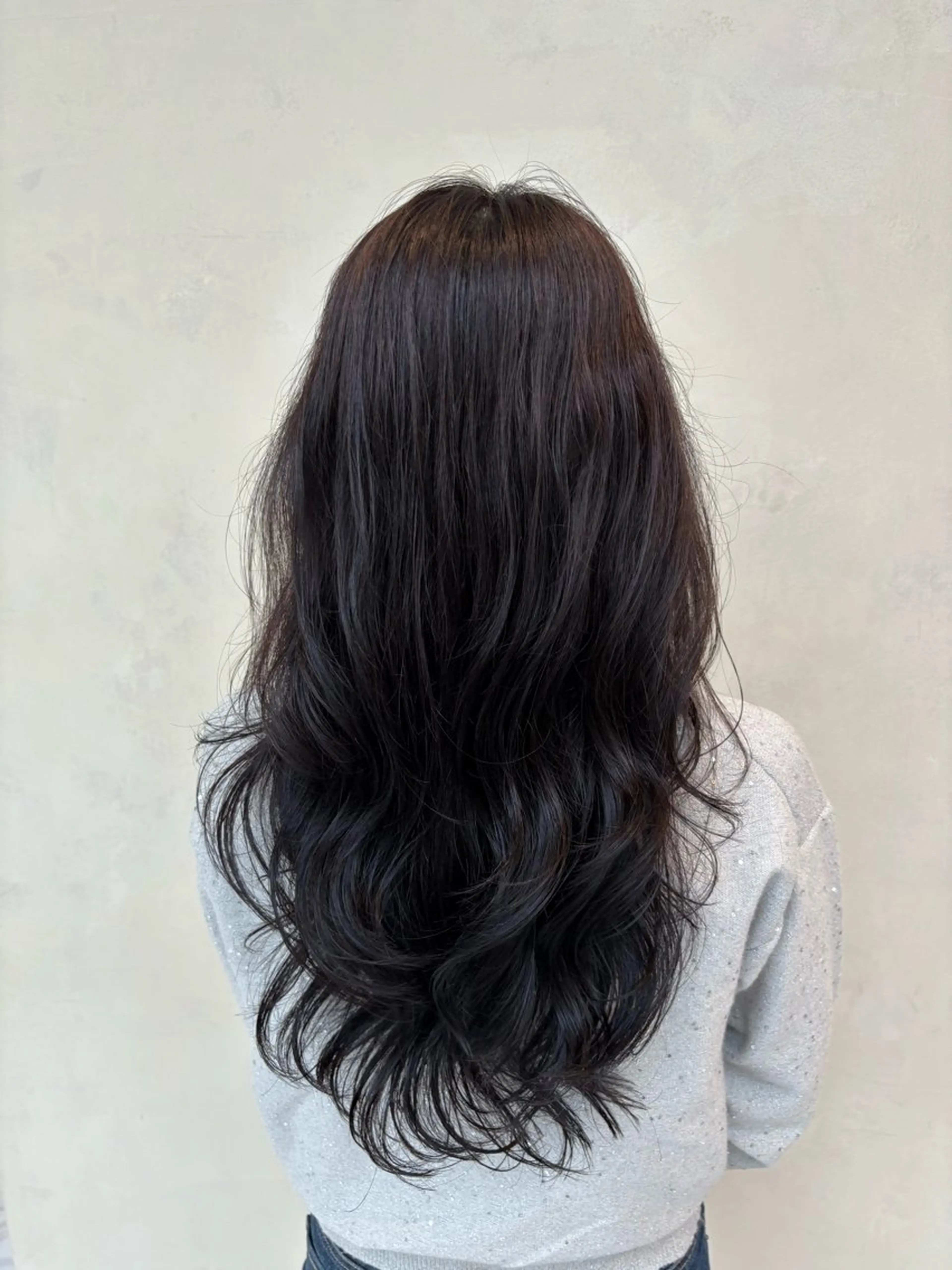 ロング パーマ くびれヘア レイヤーカット ⭐️コテ巻き風パーマ 髪質改善/タナカのヘアスタイル