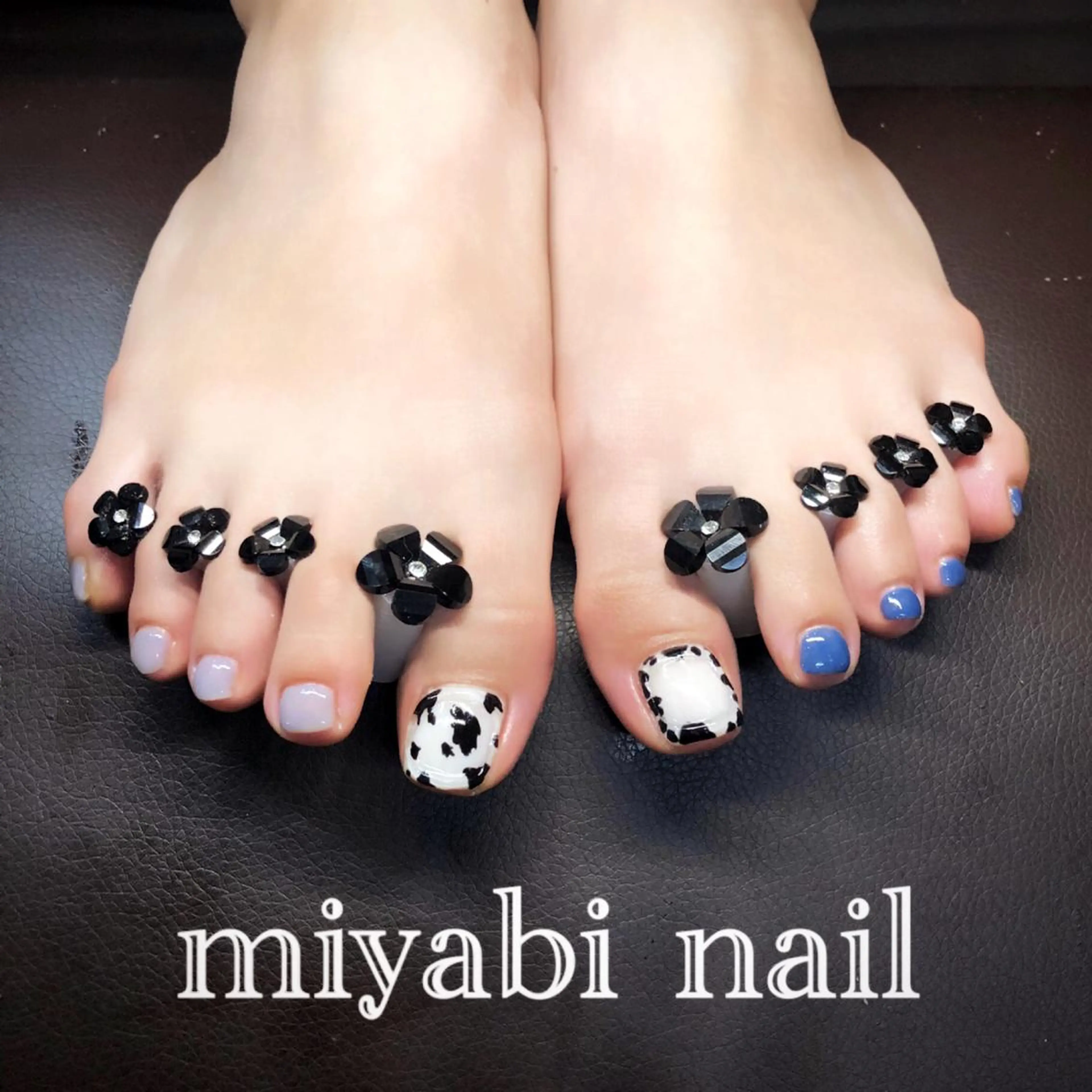 ネイル アートネイル ブルー クリアネイル フットネイル ジェルネイル フットネイル miyabi nail 桂川駅近くのネイルデザイン